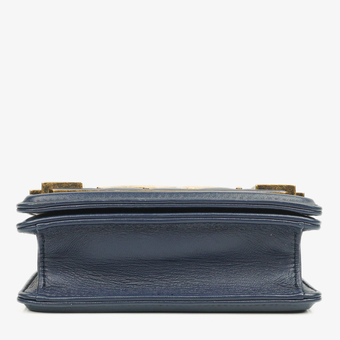 Chanel Navy Quilted Lambskin Studded Boy Brick Flap Bag