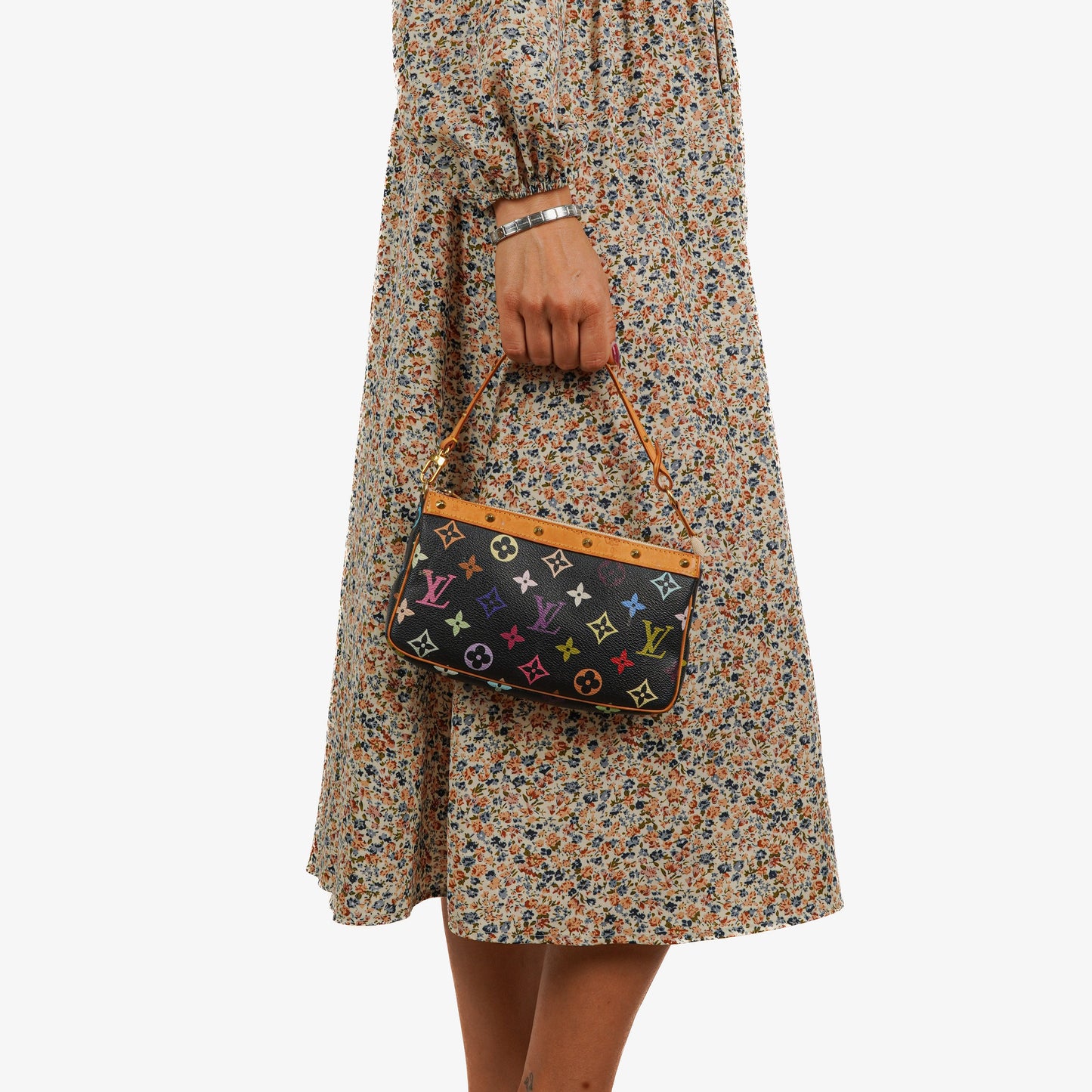 Louis Vuitton Takashi Murakami Pochette Accessoire Black Multicolor Clutch Handbag