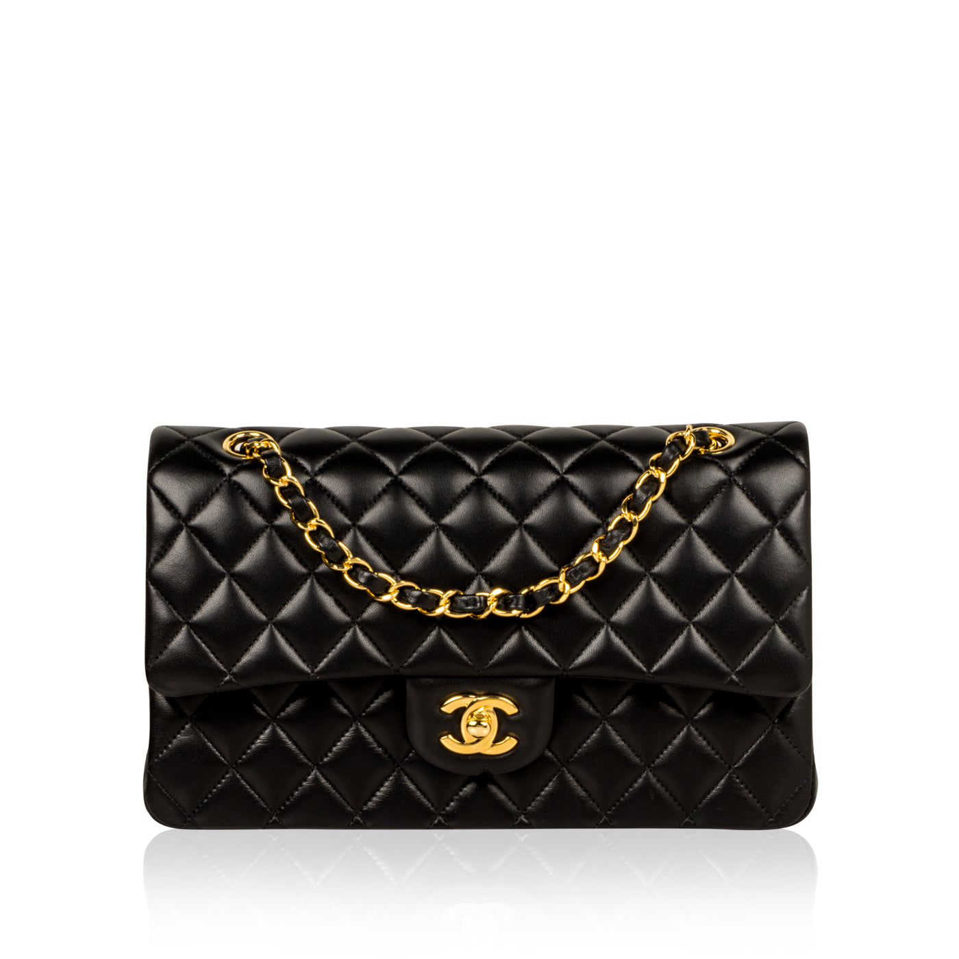 Chanel Classic Flap Lambskin Black Shoulder Bag Style 144