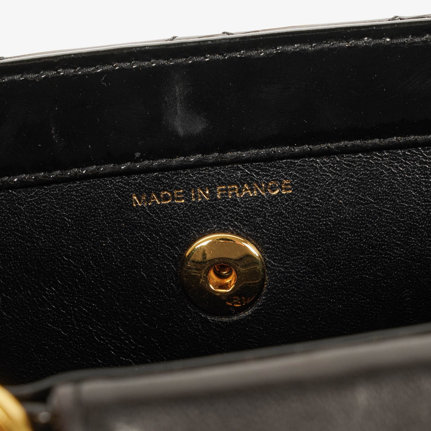 Chanel CC Black Quilted Patent Leather Handbag With 24K Gold-Plated Hardware