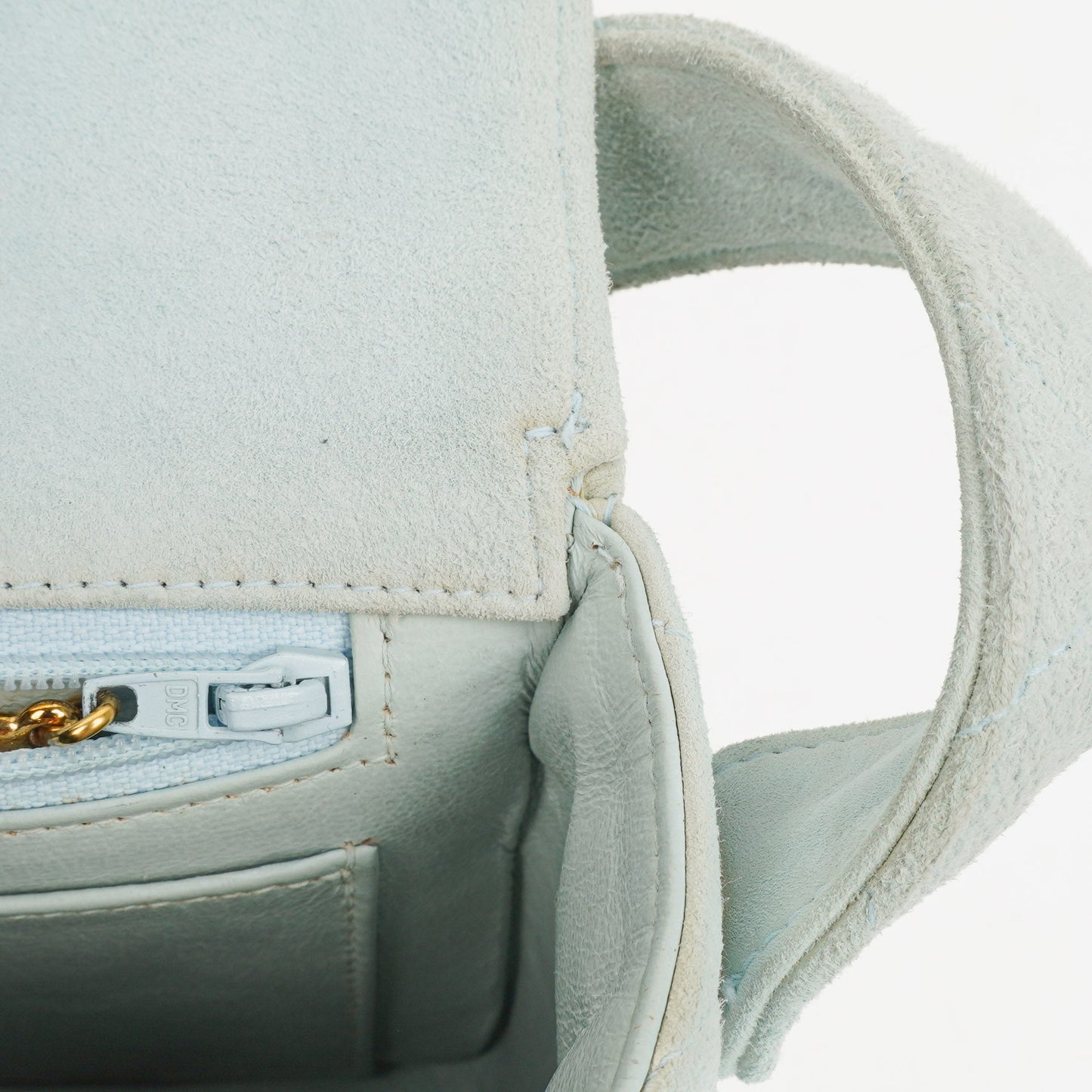 Chanel  Quilted Suede Light Blue Mini Flap Bag