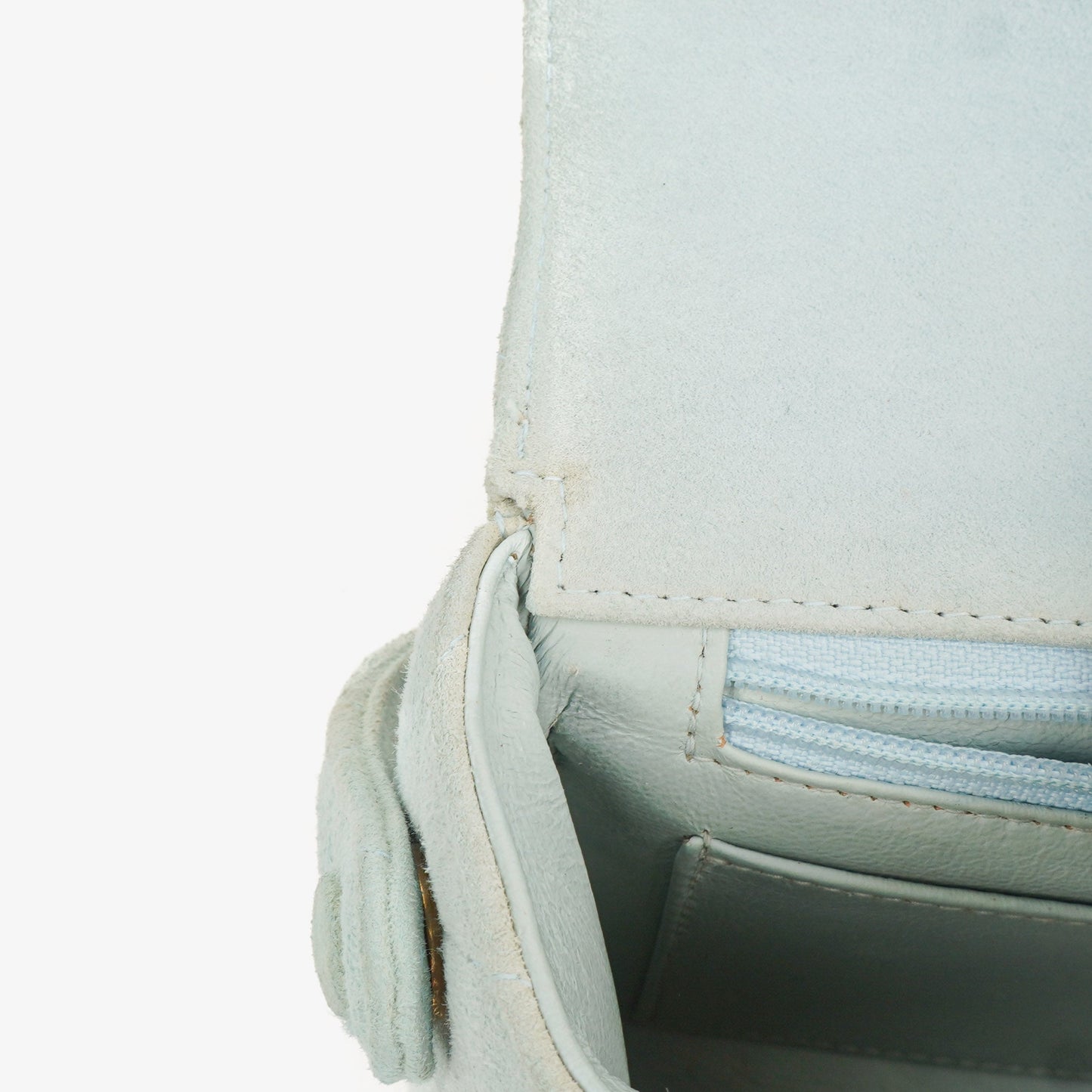 Chanel  Quilted Suede Light Blue Mini Flap Bag