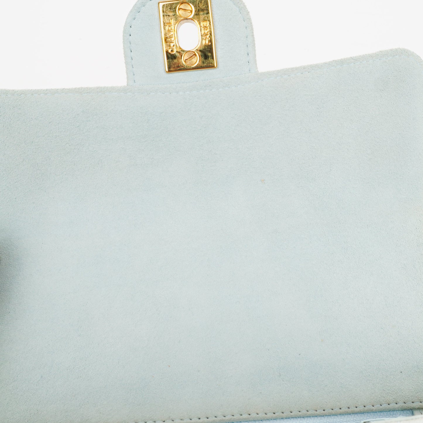 Chanel  Quilted Suede Light Blue Mini Flap Bag