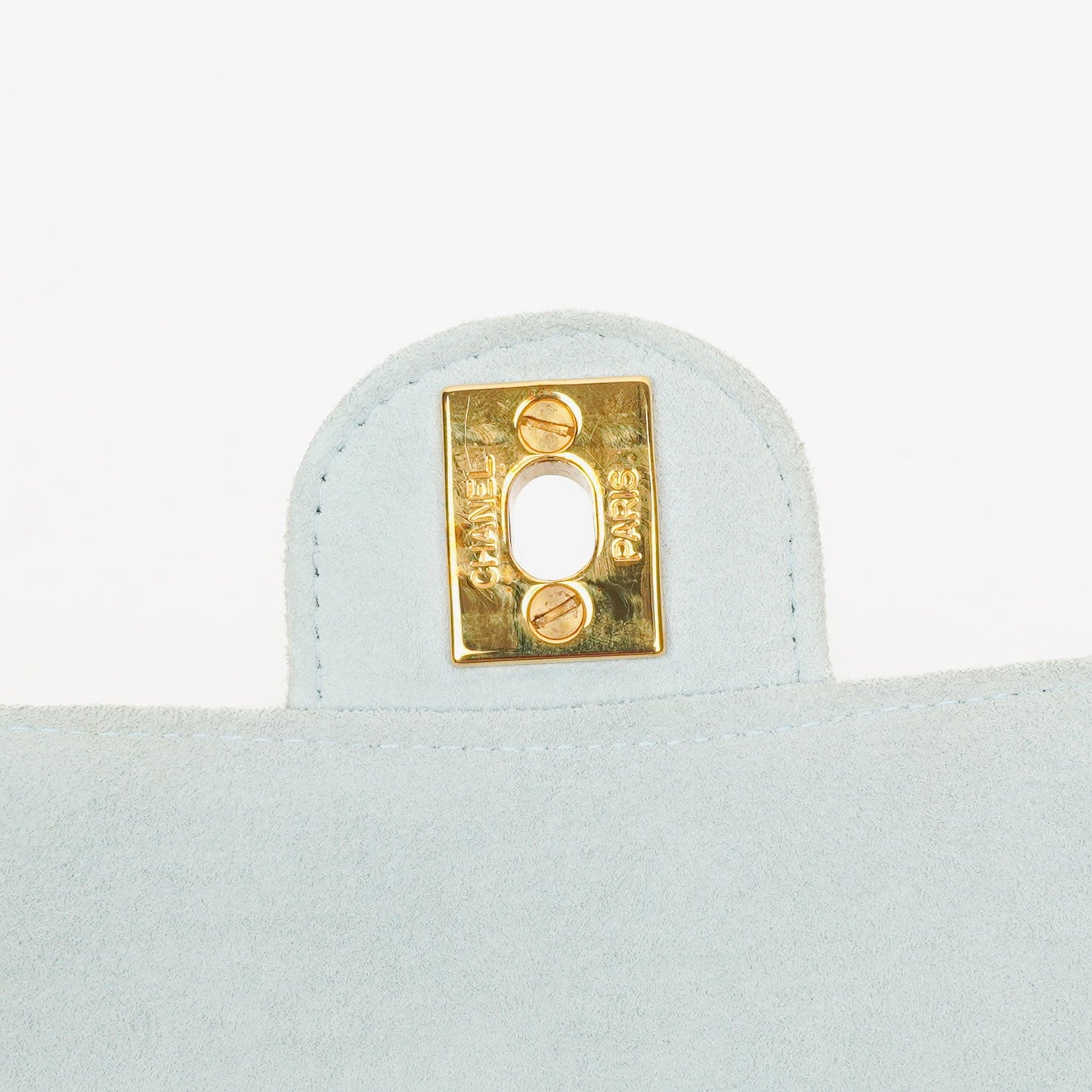 Chanel  Quilted Suede Light Blue Mini Flap Bag