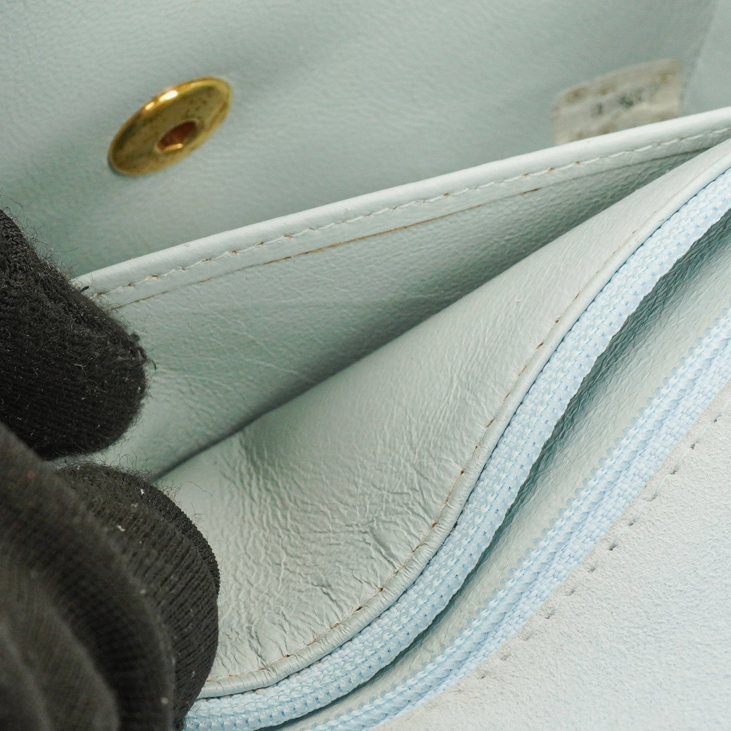 Chanel  Quilted Suede Light Blue Mini Flap Bag