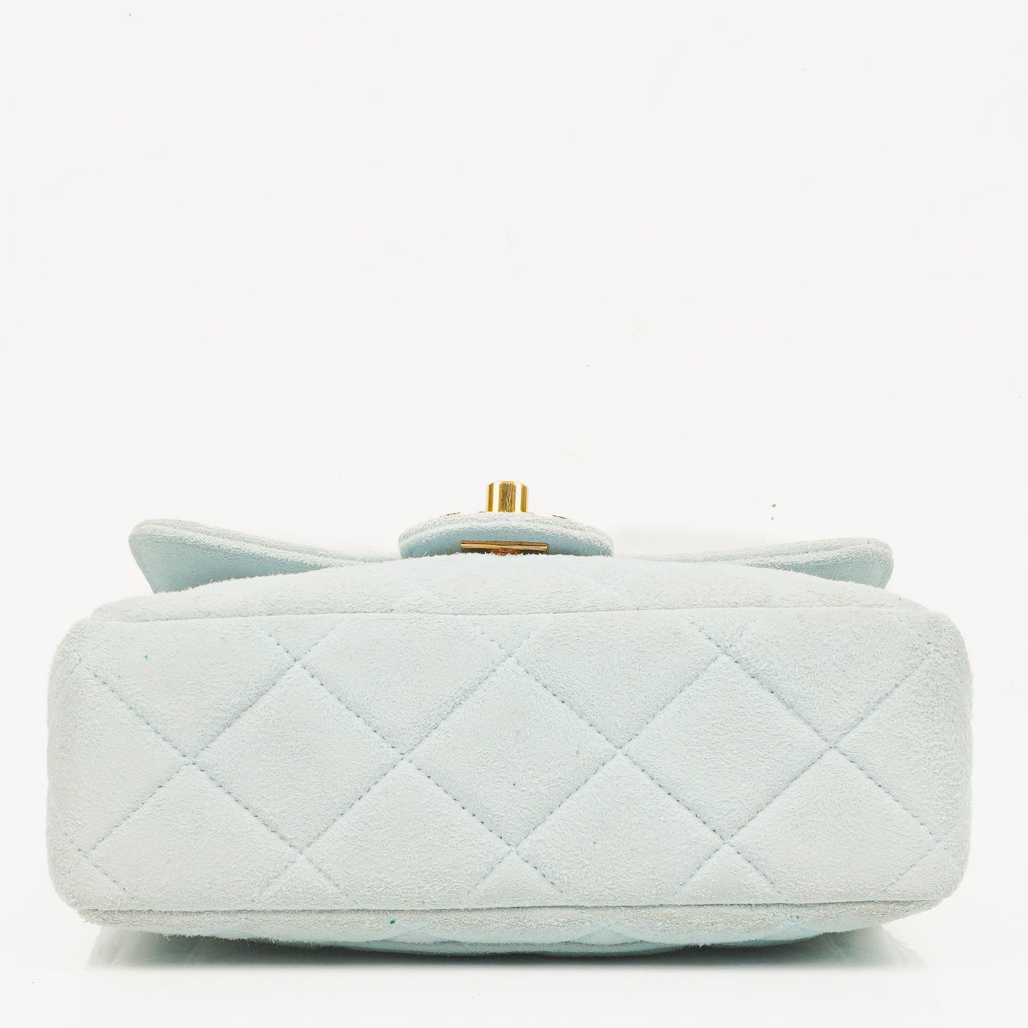 Chanel  Quilted Suede Light Blue Mini Flap Bag