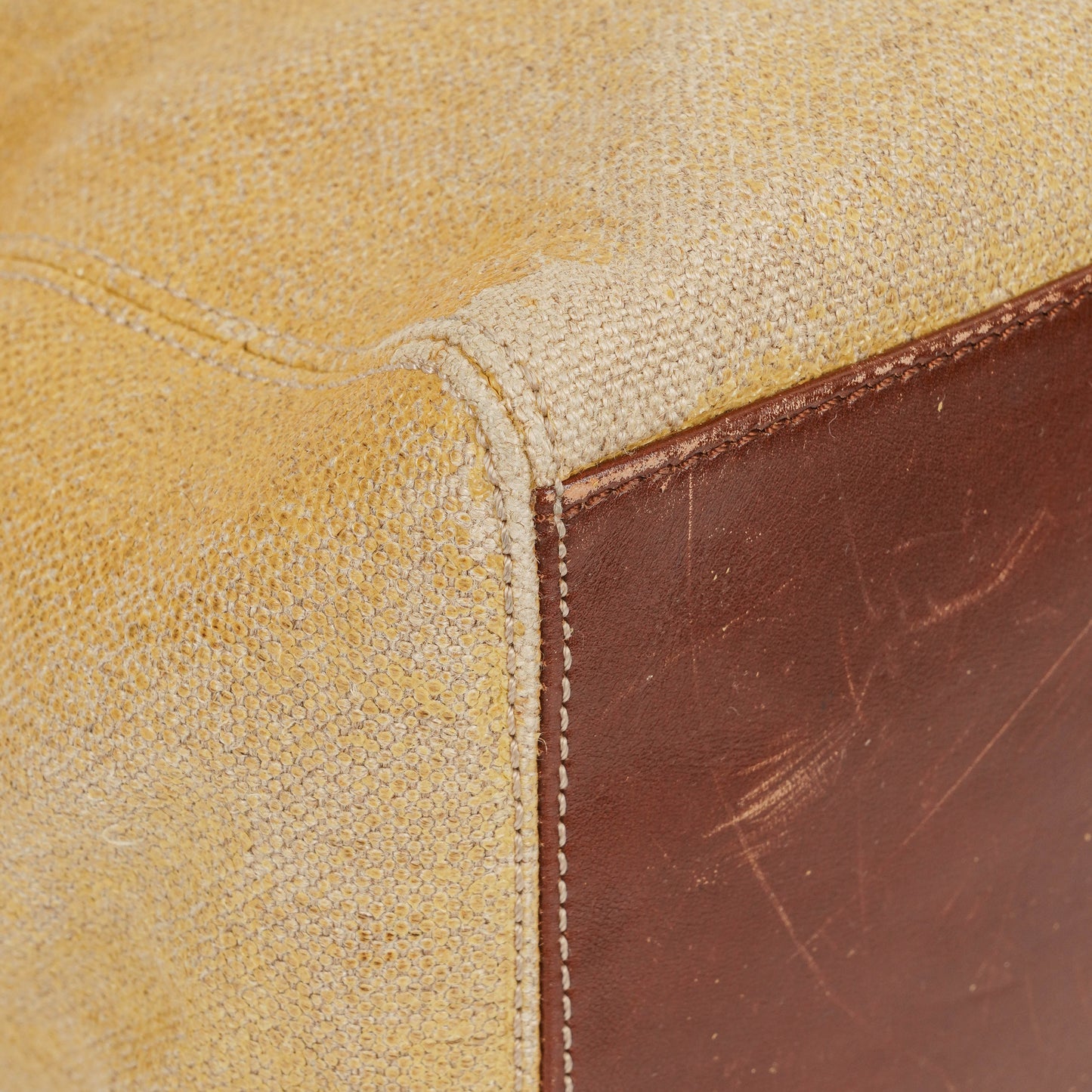 Chanel CC Beige Linen And Brown Leather Tote Bag