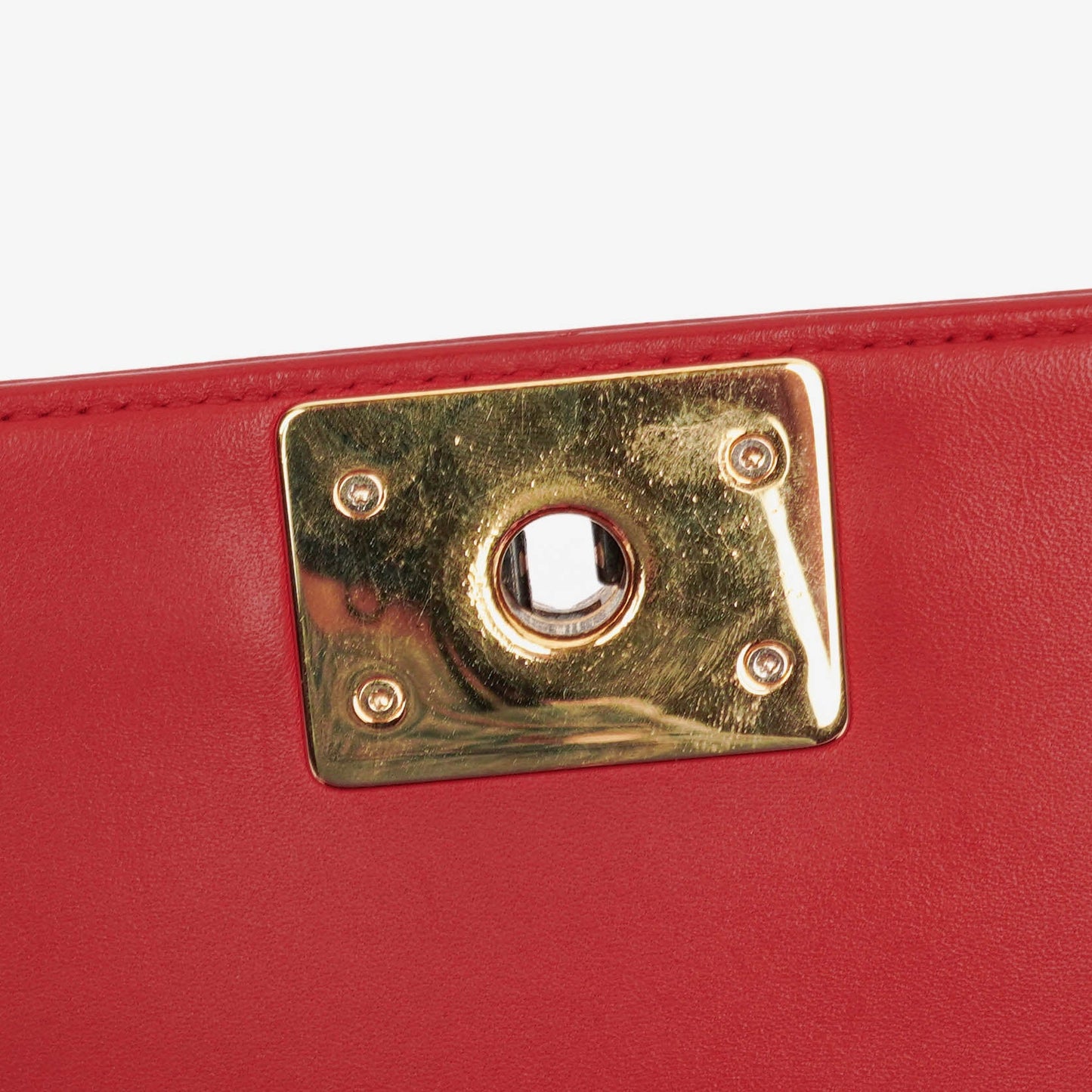 Chanel Boy Red Flap Leather Bag