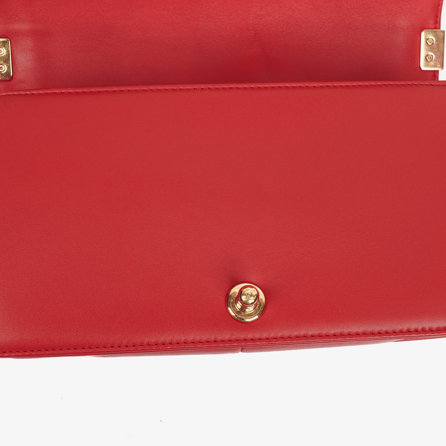 Chanel Boy Red Flap Leather Bag