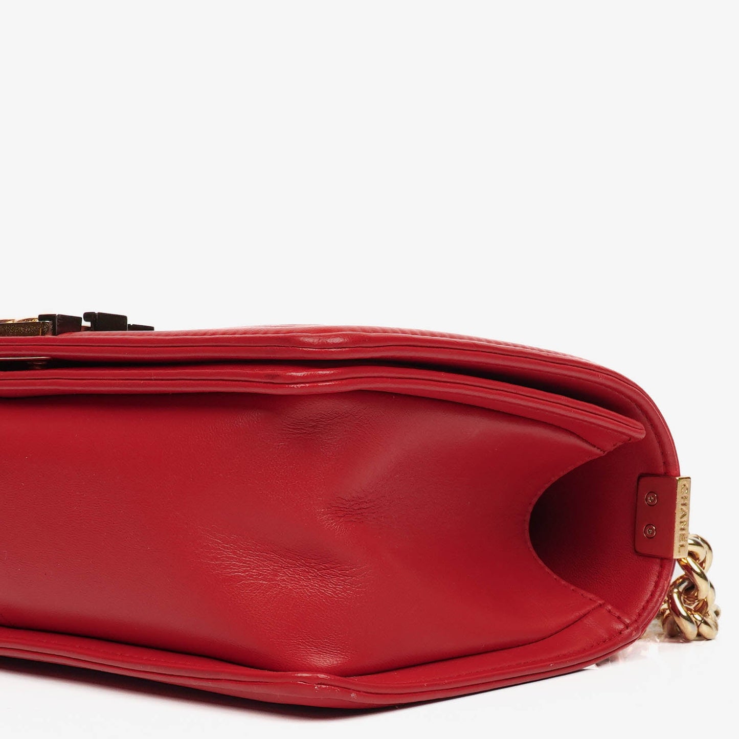 Chanel Boy Red Flap Leather Bag