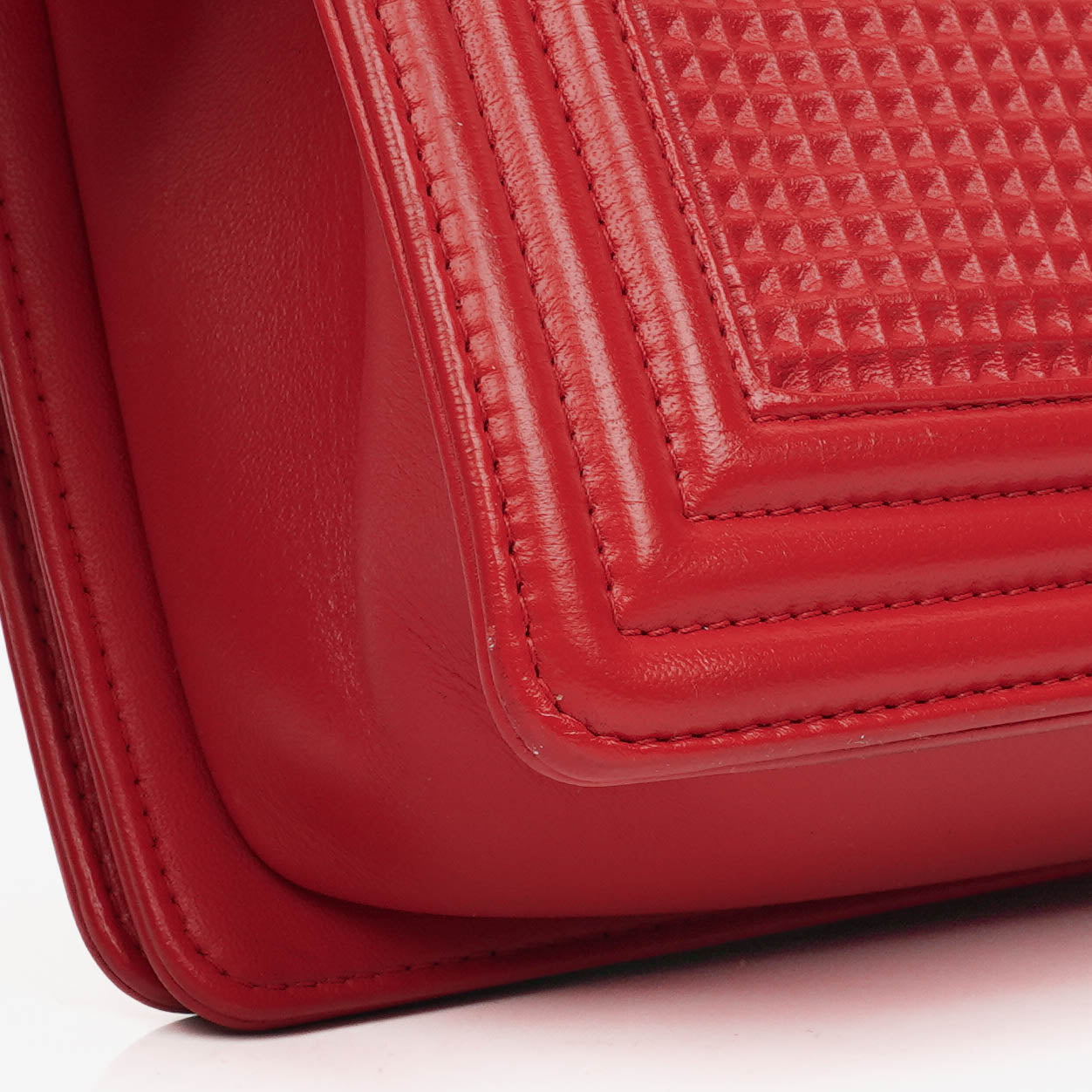 Chanel Boy Red Flap Leather Bag