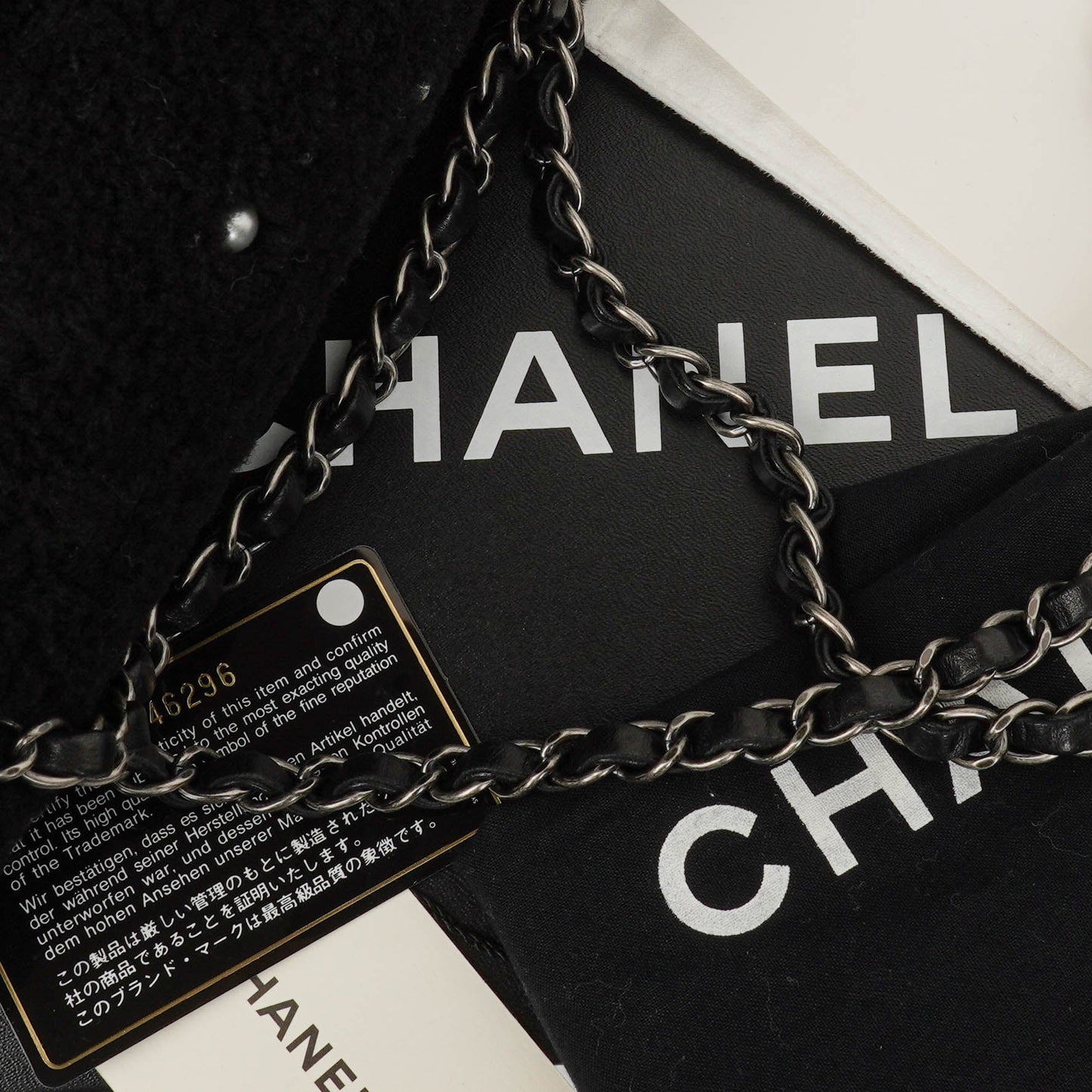Chanel Medium Black Shearling Pearl Flap Bag