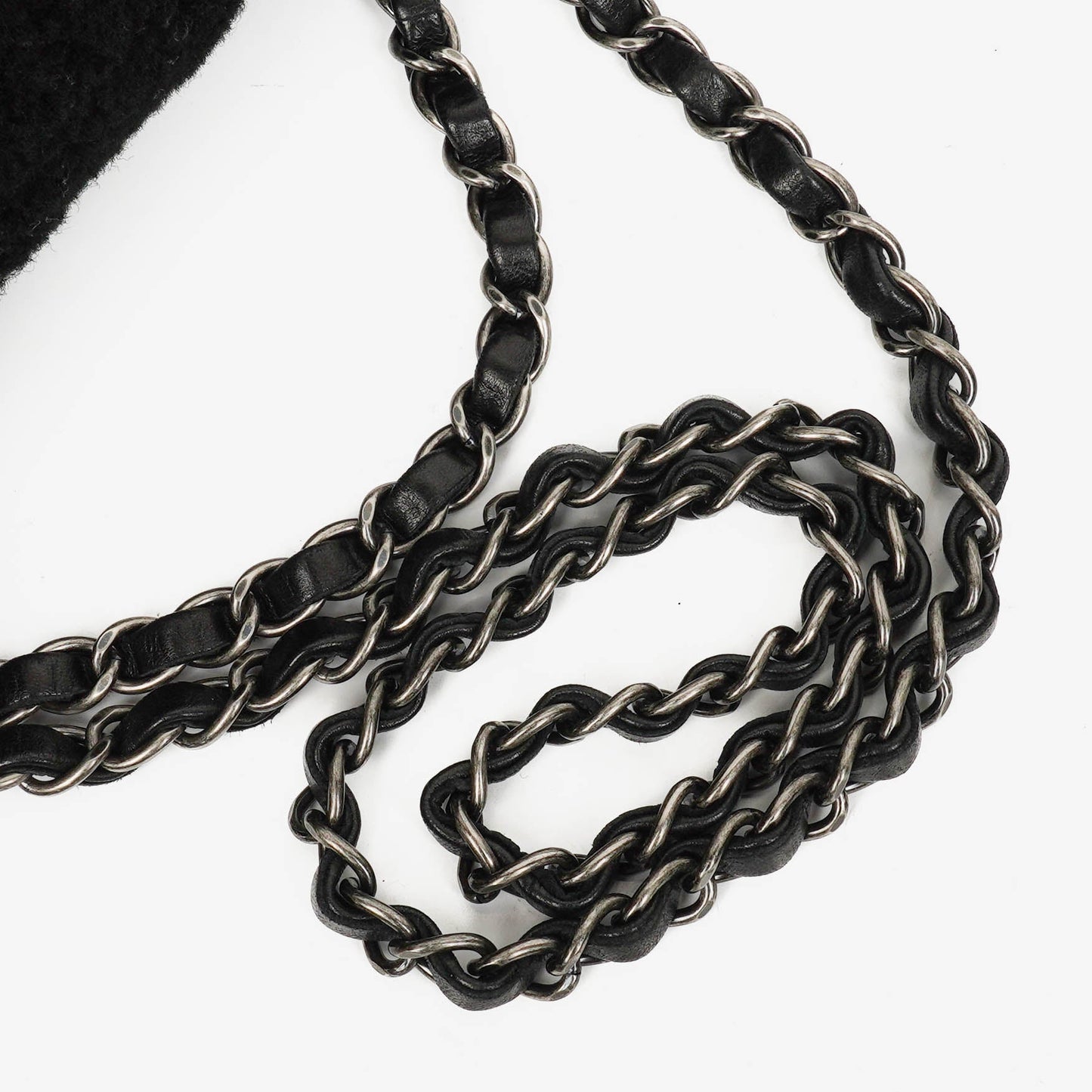 Chanel Medium Black Shearling Pearl Flap Bag