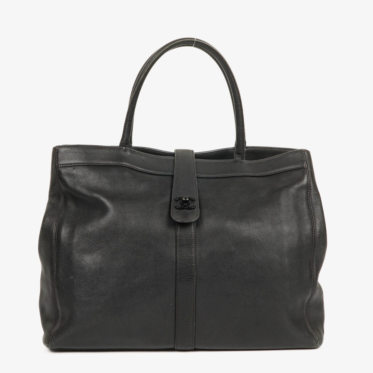 Chanel CC Black Leather Tote Bag