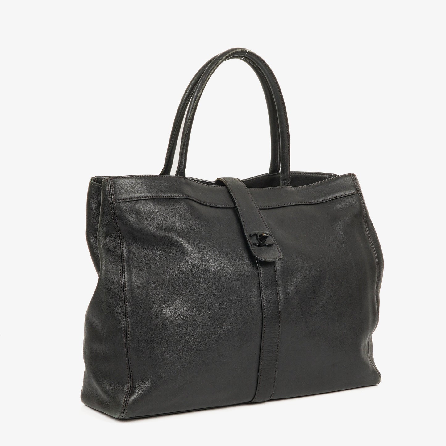 Chanel CC Black Leather Tote Bag
