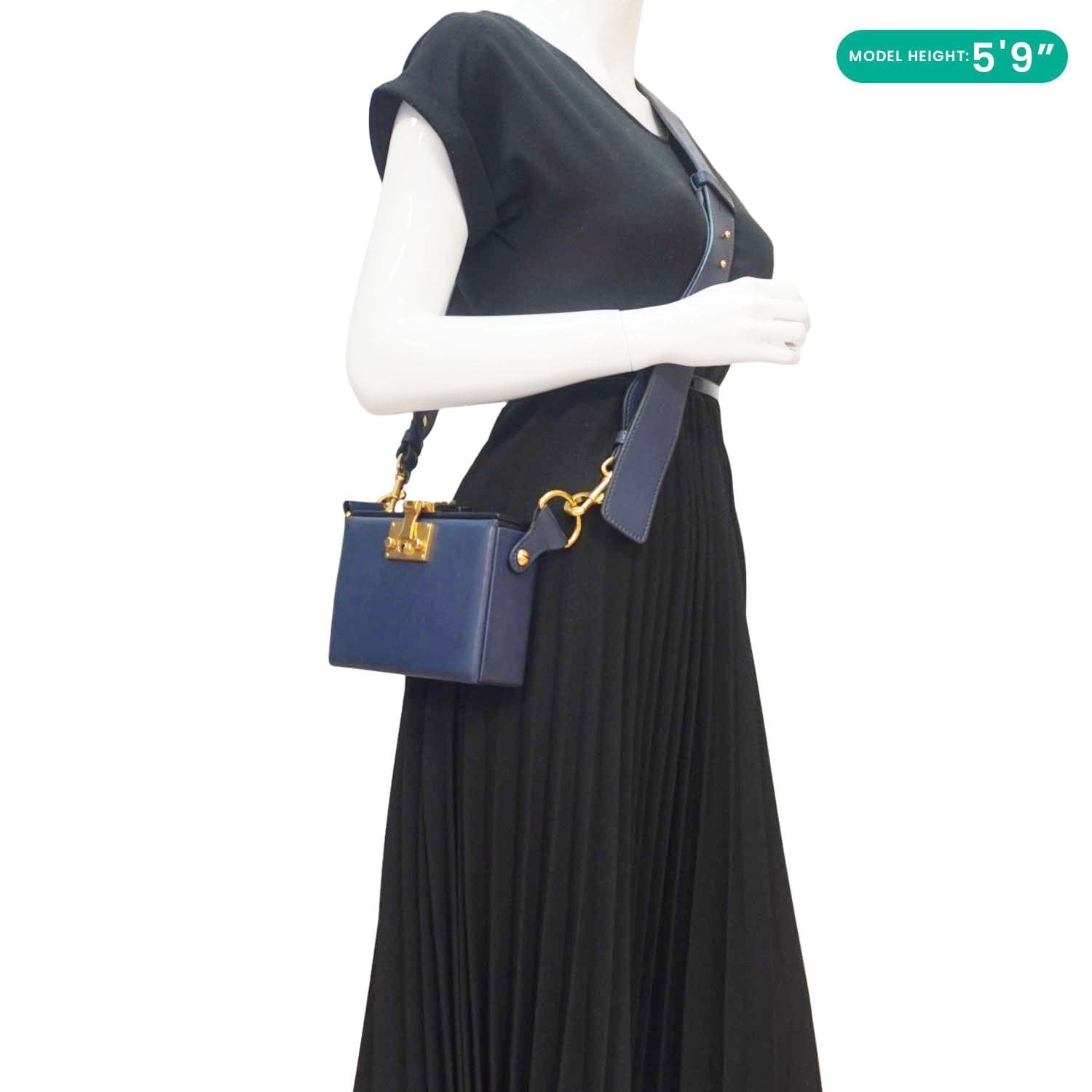 CHRISTIAN DIOR Dior Addict Lockbox Lambskin Leather Crossbody Bag Blue