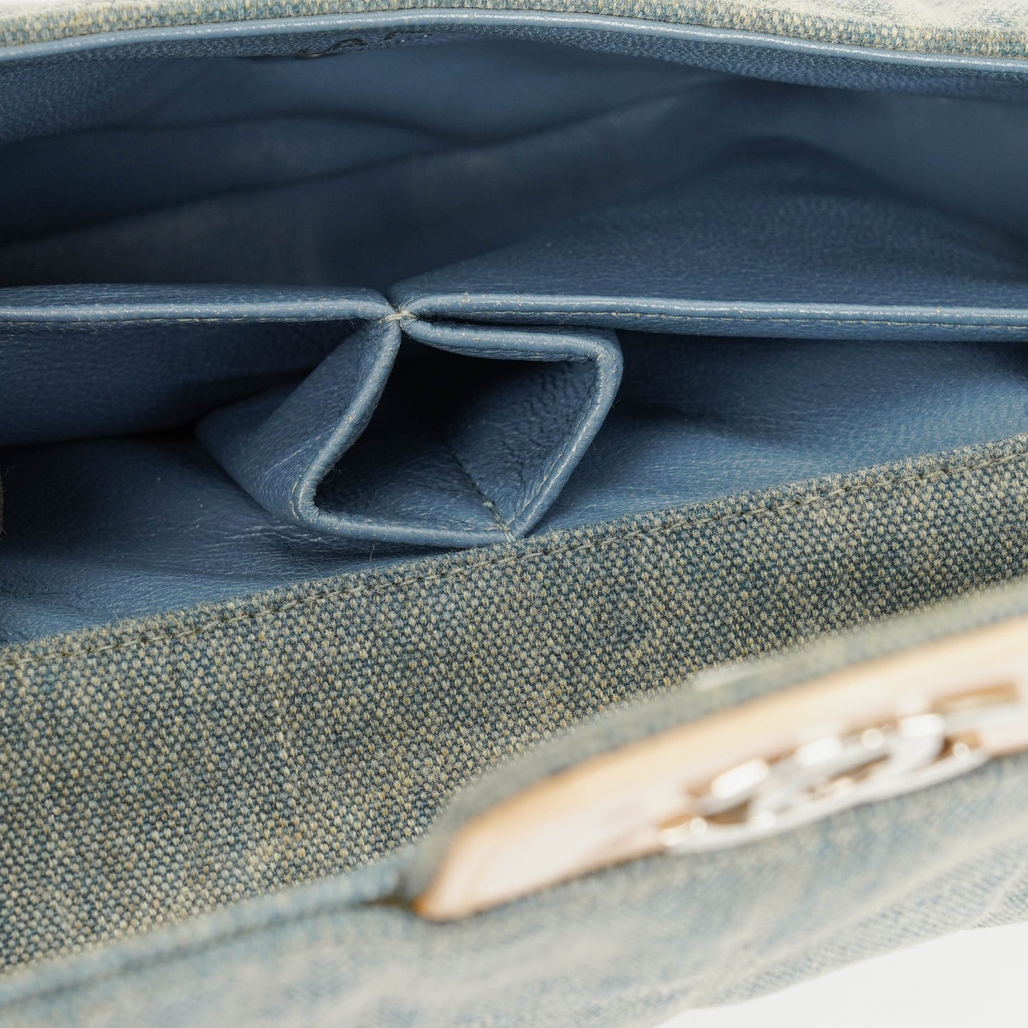 Chanel Blue Denim East West Chocolate Bar Bag