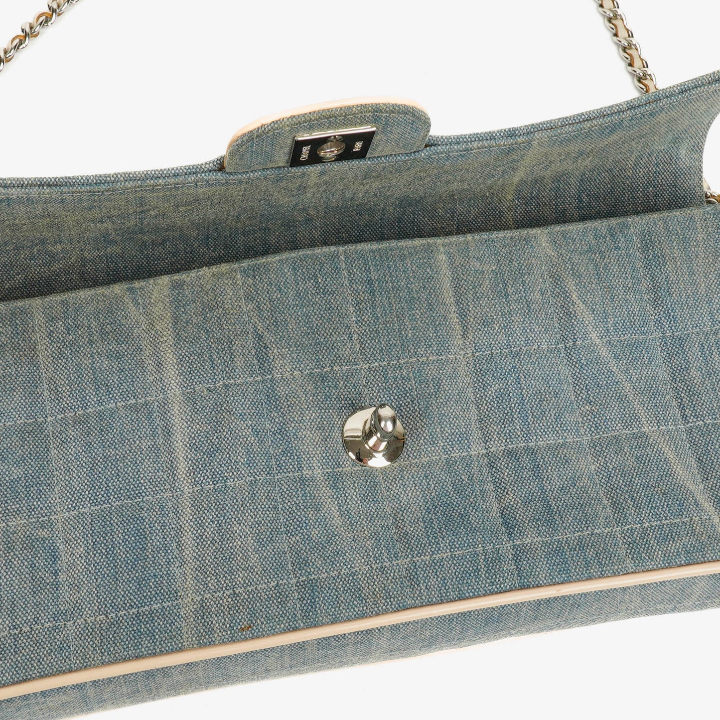 Chanel Blue Denim East West Chocolate Bar Bag
