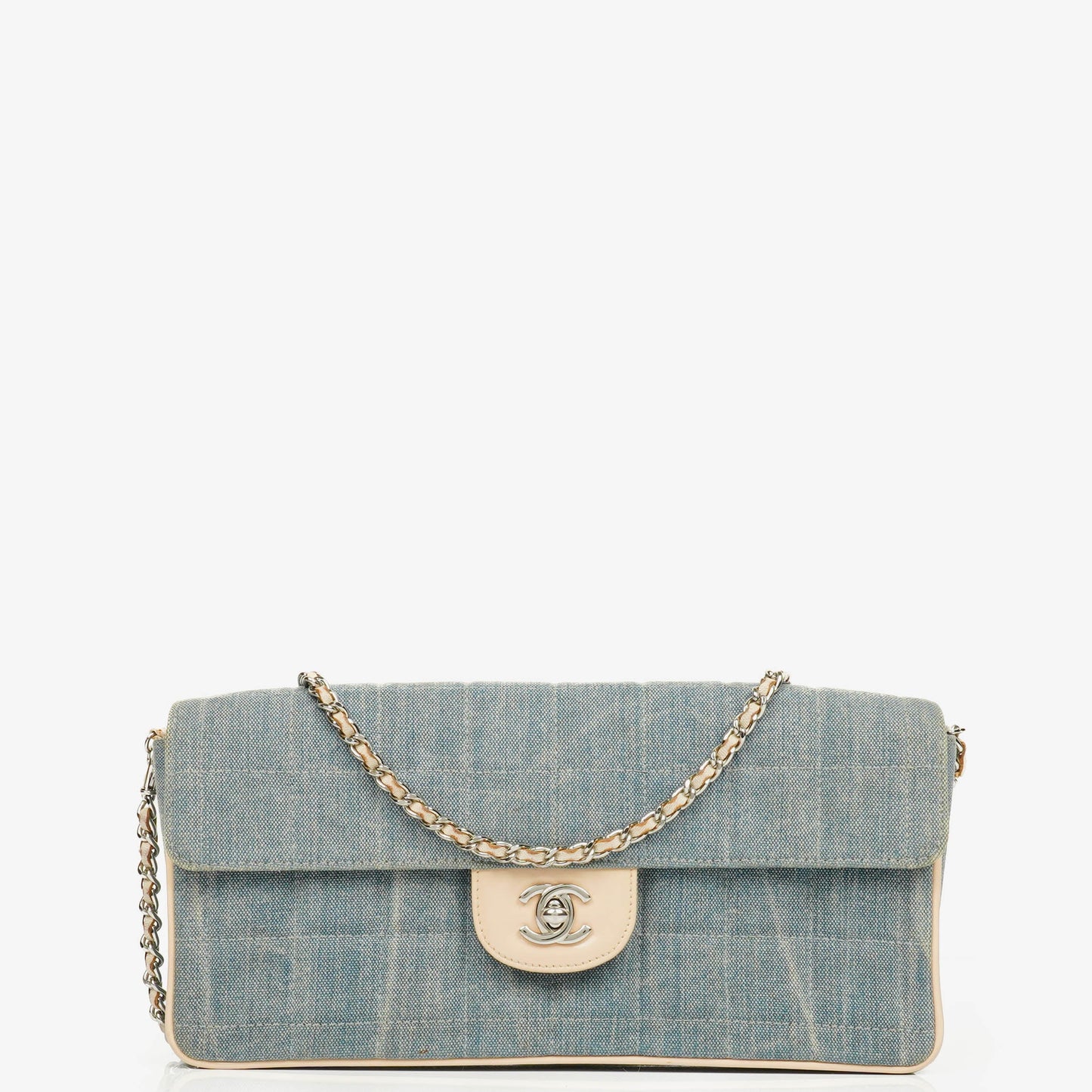 Chanel Blue Denim East West Chocolate Bar Bag