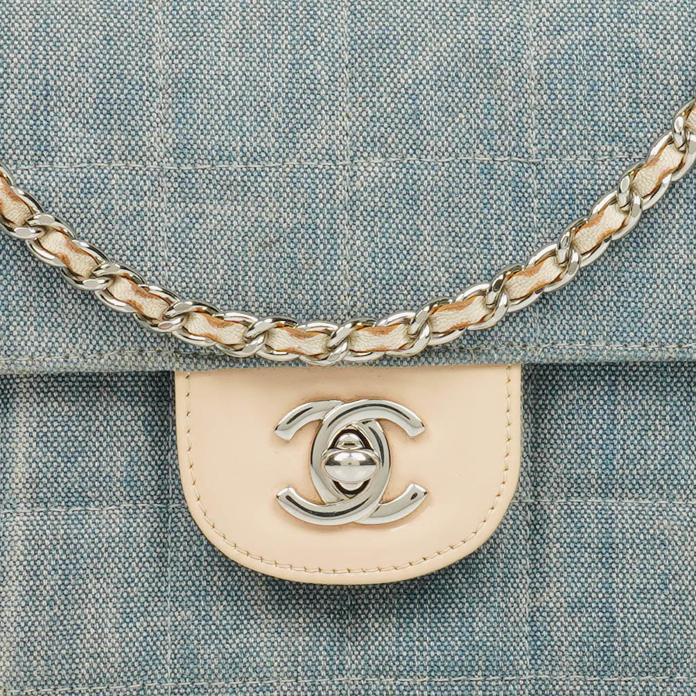 Chanel Blue Denim East West Chocolate Bar Bag