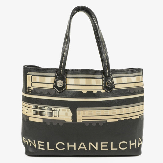 Chanel Black Coated Canvas Le Train Bag