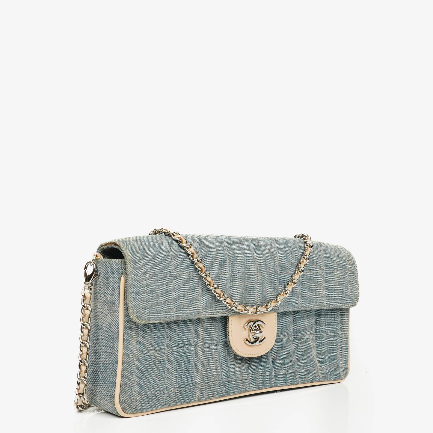 Chanel Blue Denim East West Chocolate Bar Bag