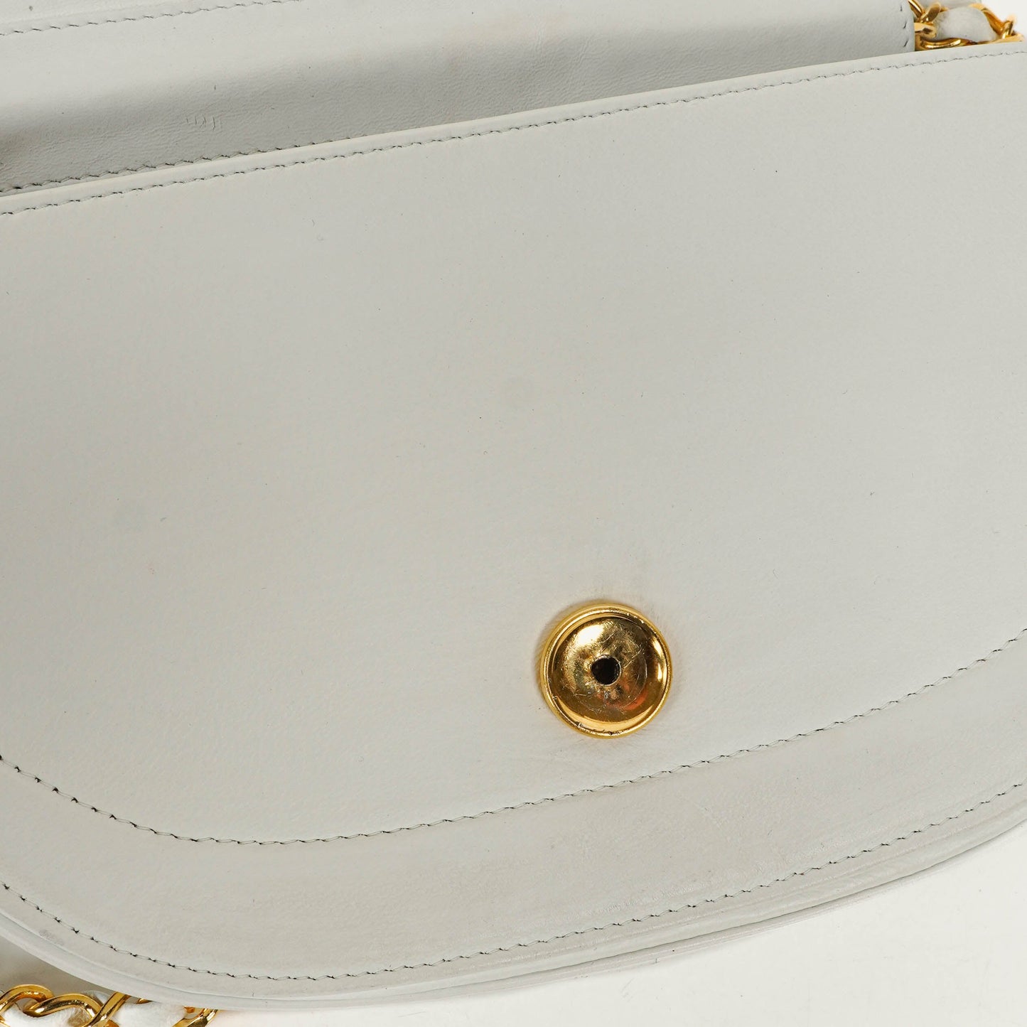 Chanel Classic Lambskin Half Moon White Flap Bag