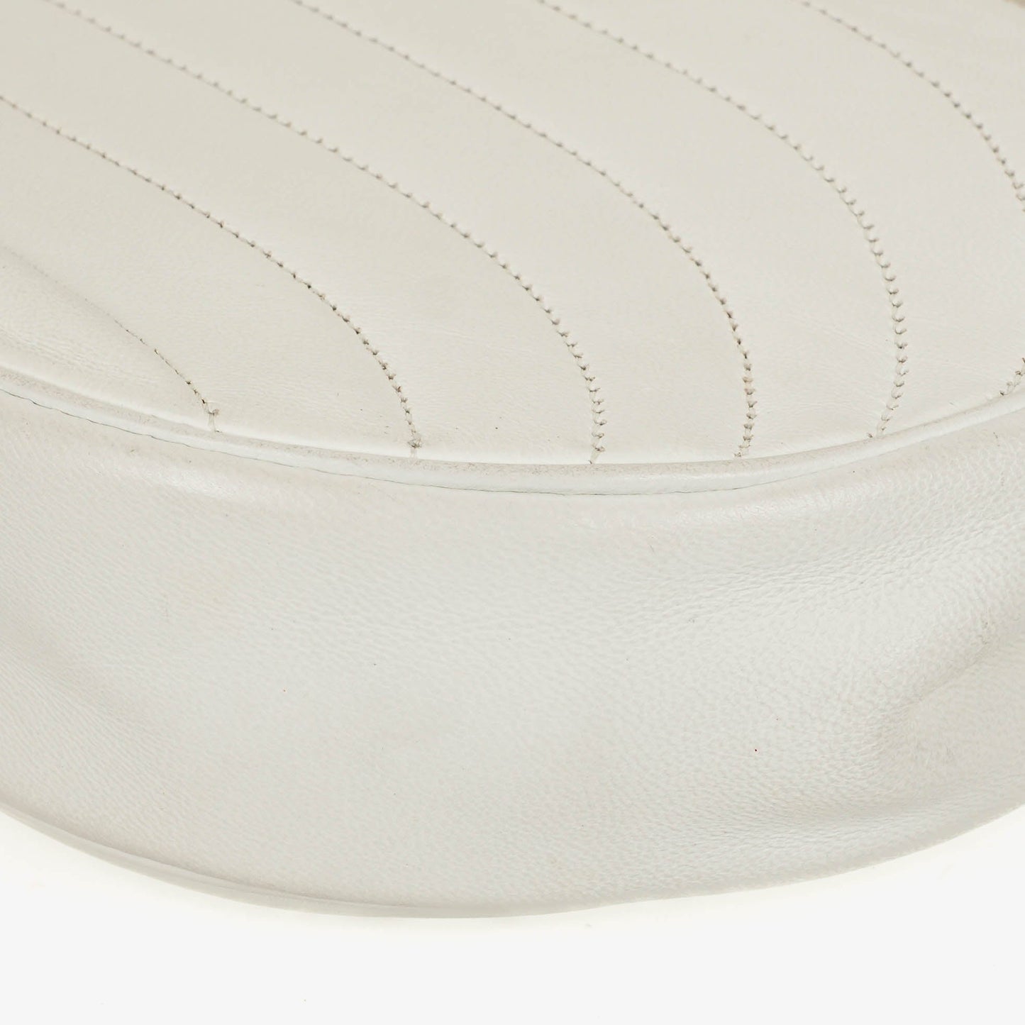 Chanel Classic Lambskin Half Moon White Flap Bag