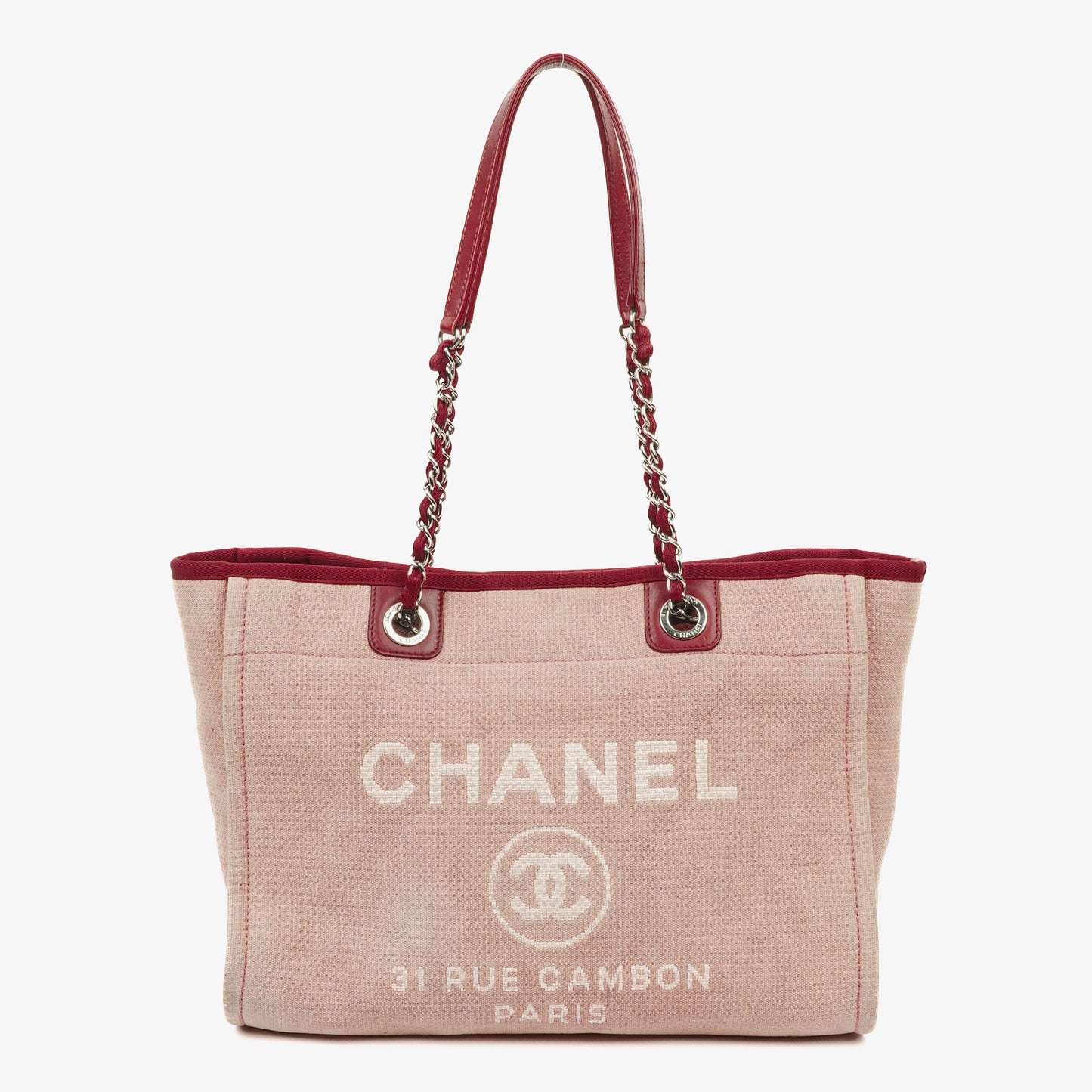 Chanel Pink Canvas Deauville Shopping Tote Bag