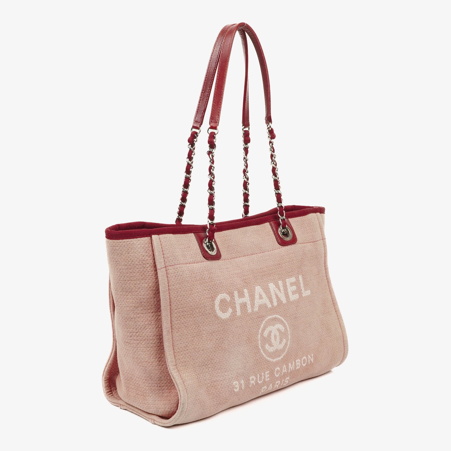 Chanel Pink Canvas Deauville Shopping Tote Bag