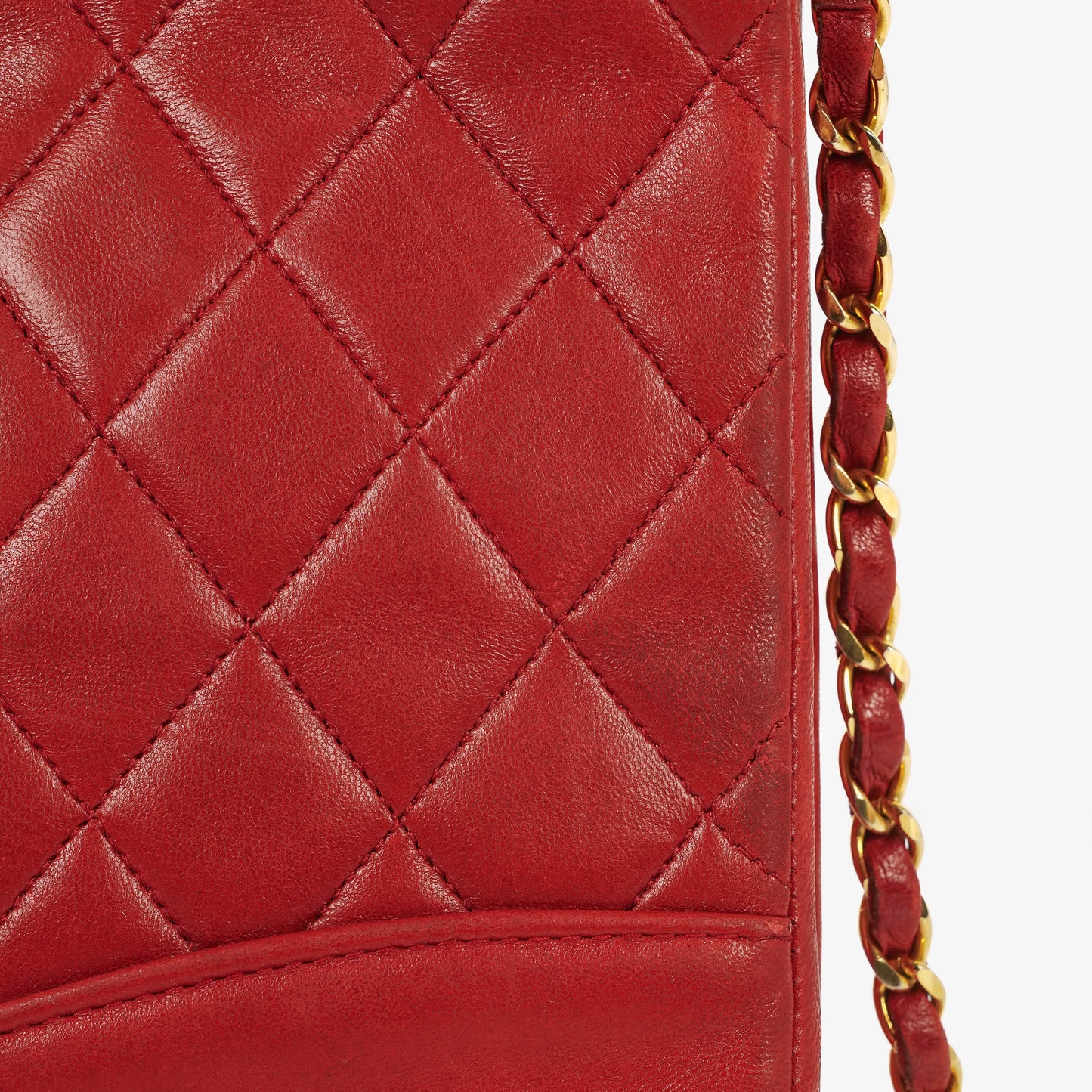 Chanel Red Lambskin Quilted Small 31  Shopping Tote Bag