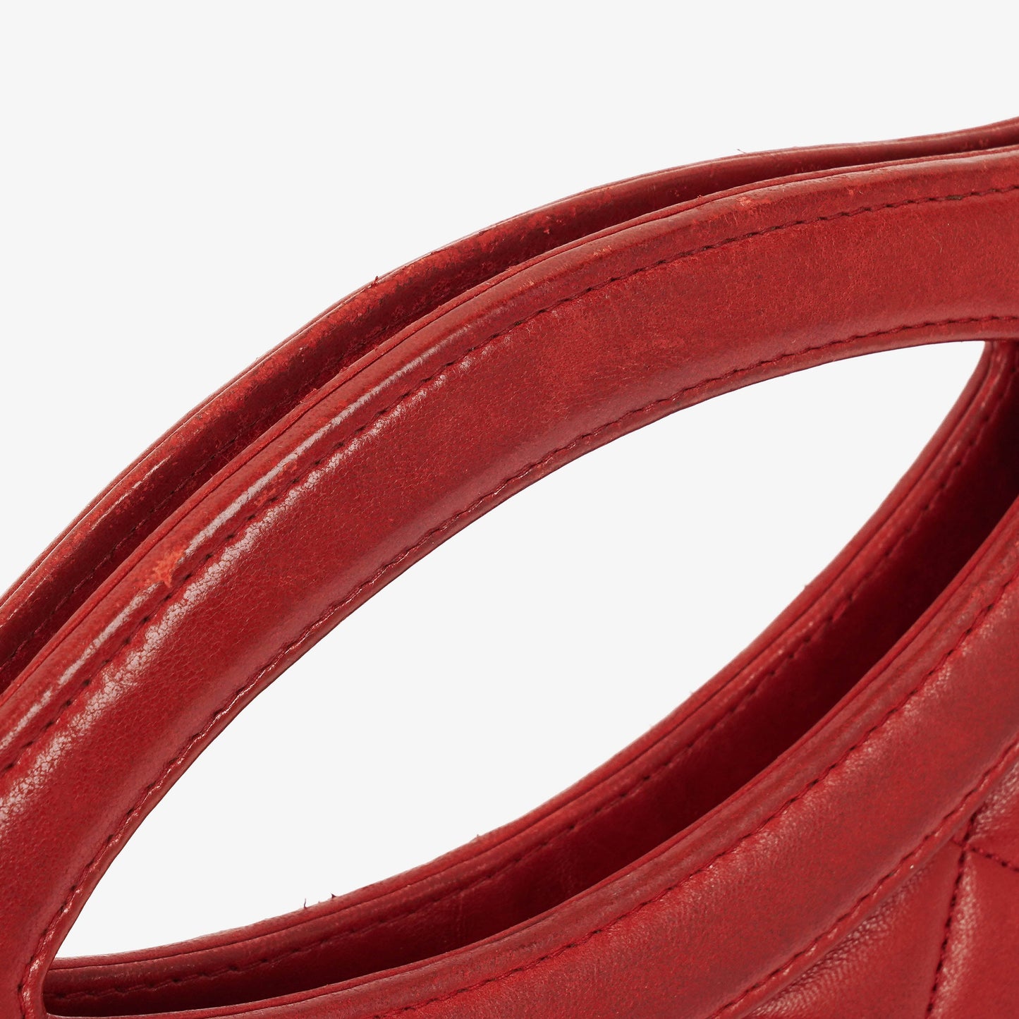 Chanel Red Lambskin Quilted Small 31  Shopping Tote Bag