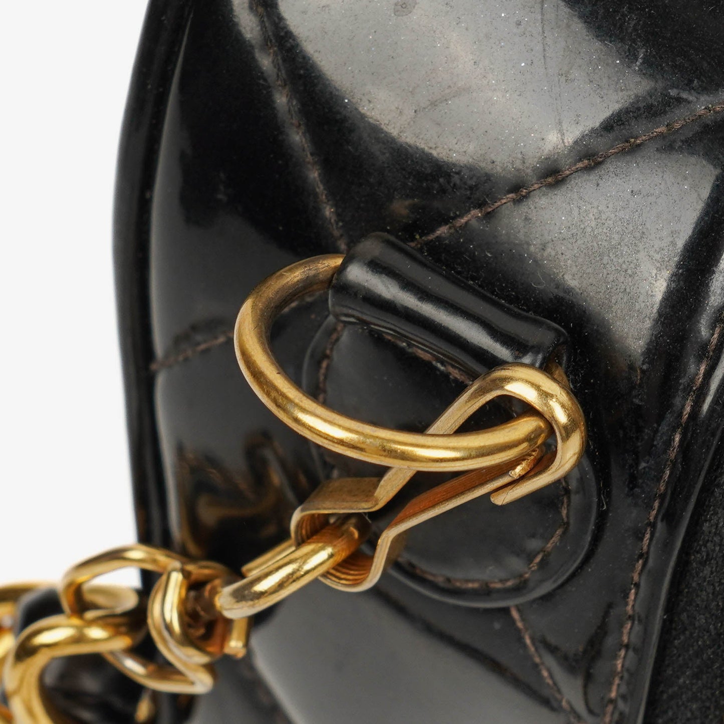 Chanel Lunch Box Black Quilted Patent Leather Tote Bag