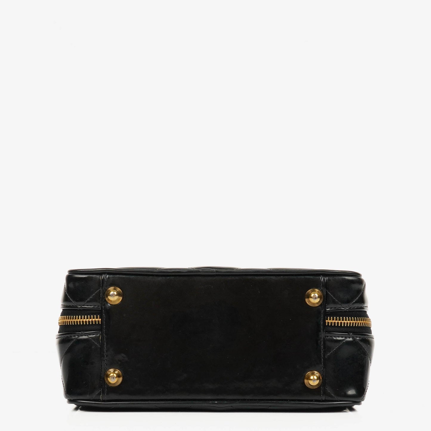Chanel Lunch Box Black Quilted Patent Leather Tote Bag