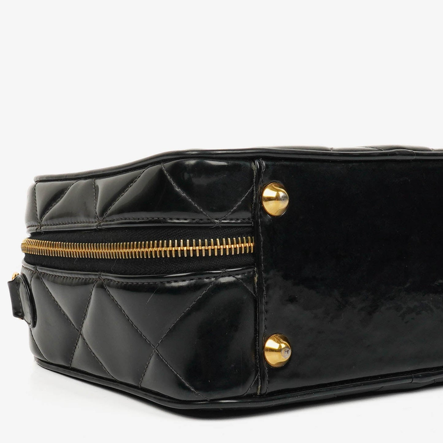 Chanel Lunch Box Black Quilted Patent Leather Tote Bag