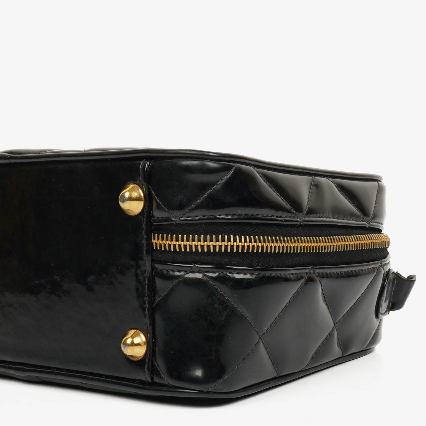 Chanel Lunch Box Black Quilted Patent Leather Tote Bag