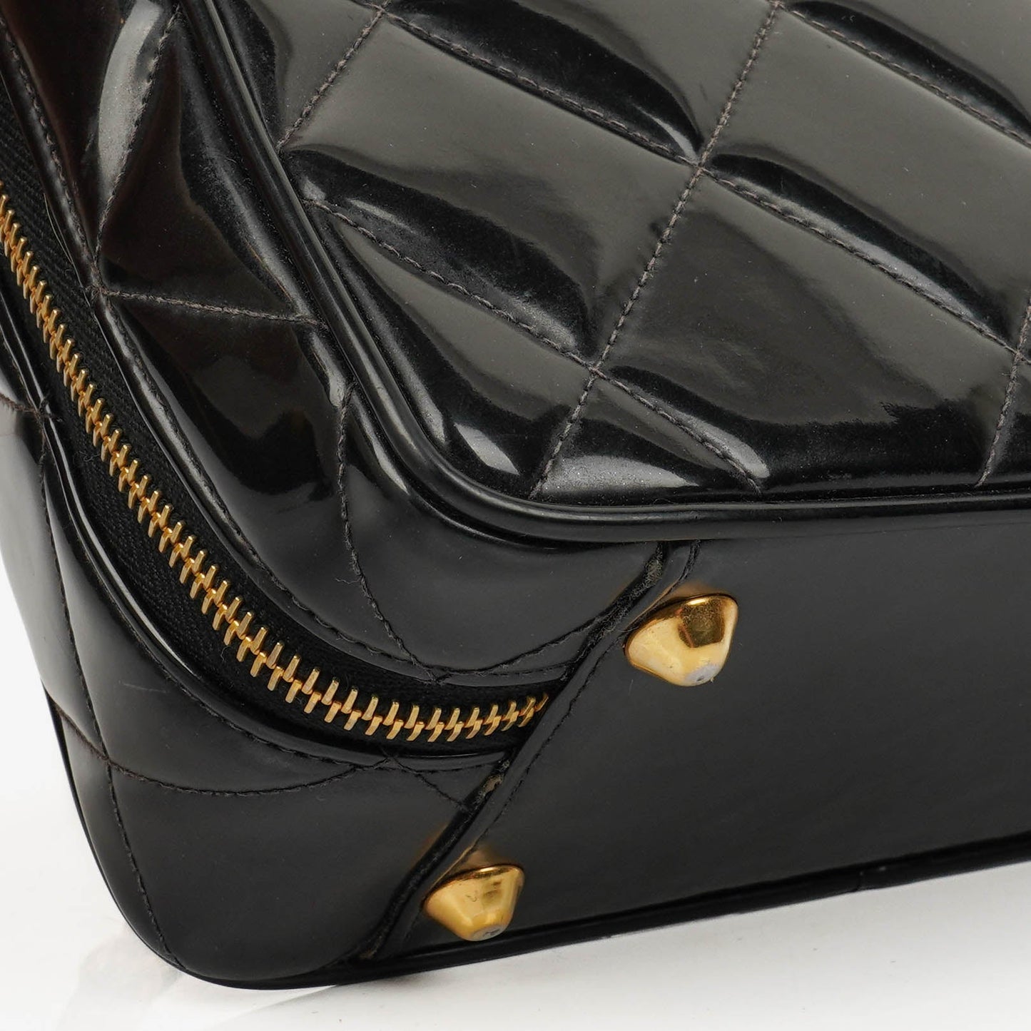 Chanel Lunch Box Black Quilted Patent Leather Tote Bag