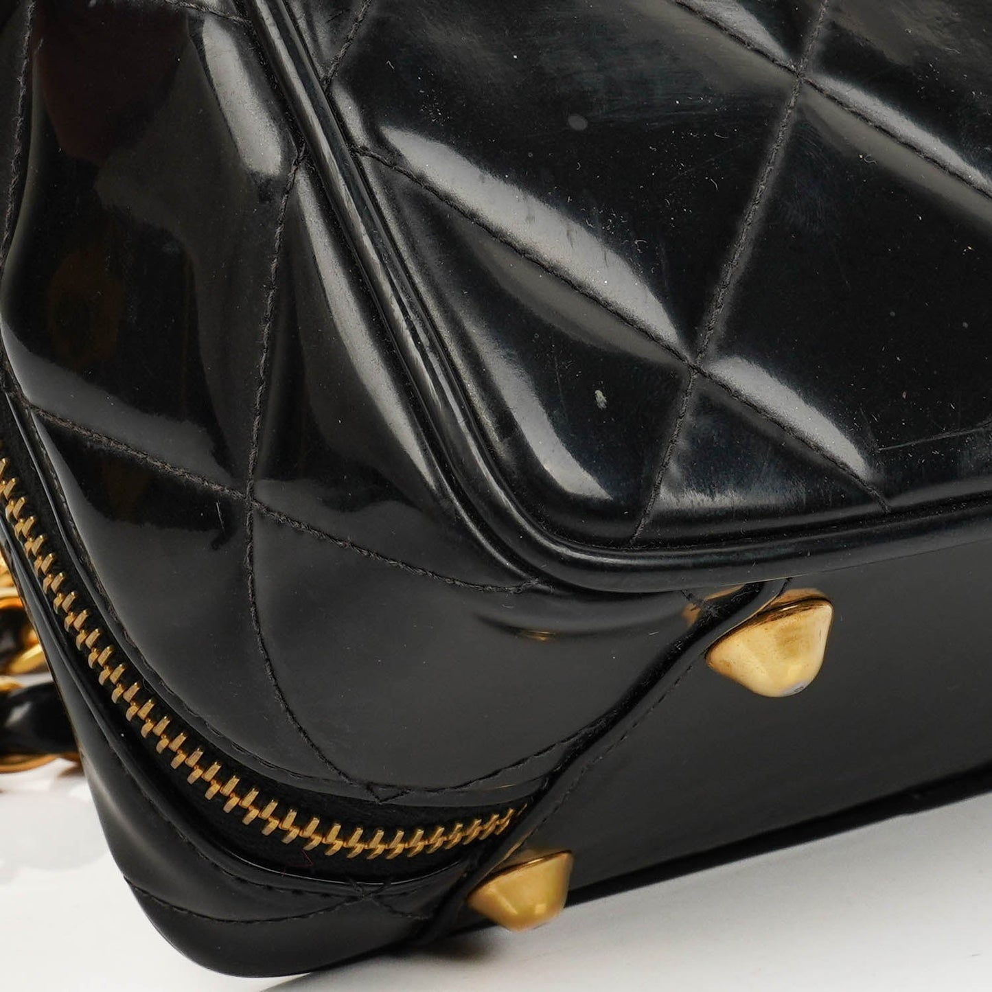 Chanel Lunch Box Black Quilted Patent Leather Tote Bag