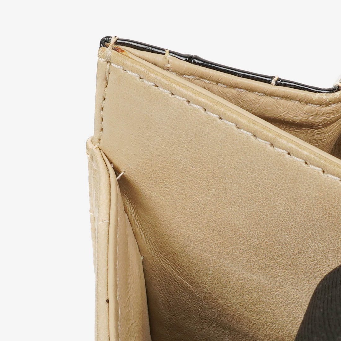 Chanel  Chocolate Bar Square Single Flap Beige Quilted Leather/Patent Leather Chain Shoulder Bag