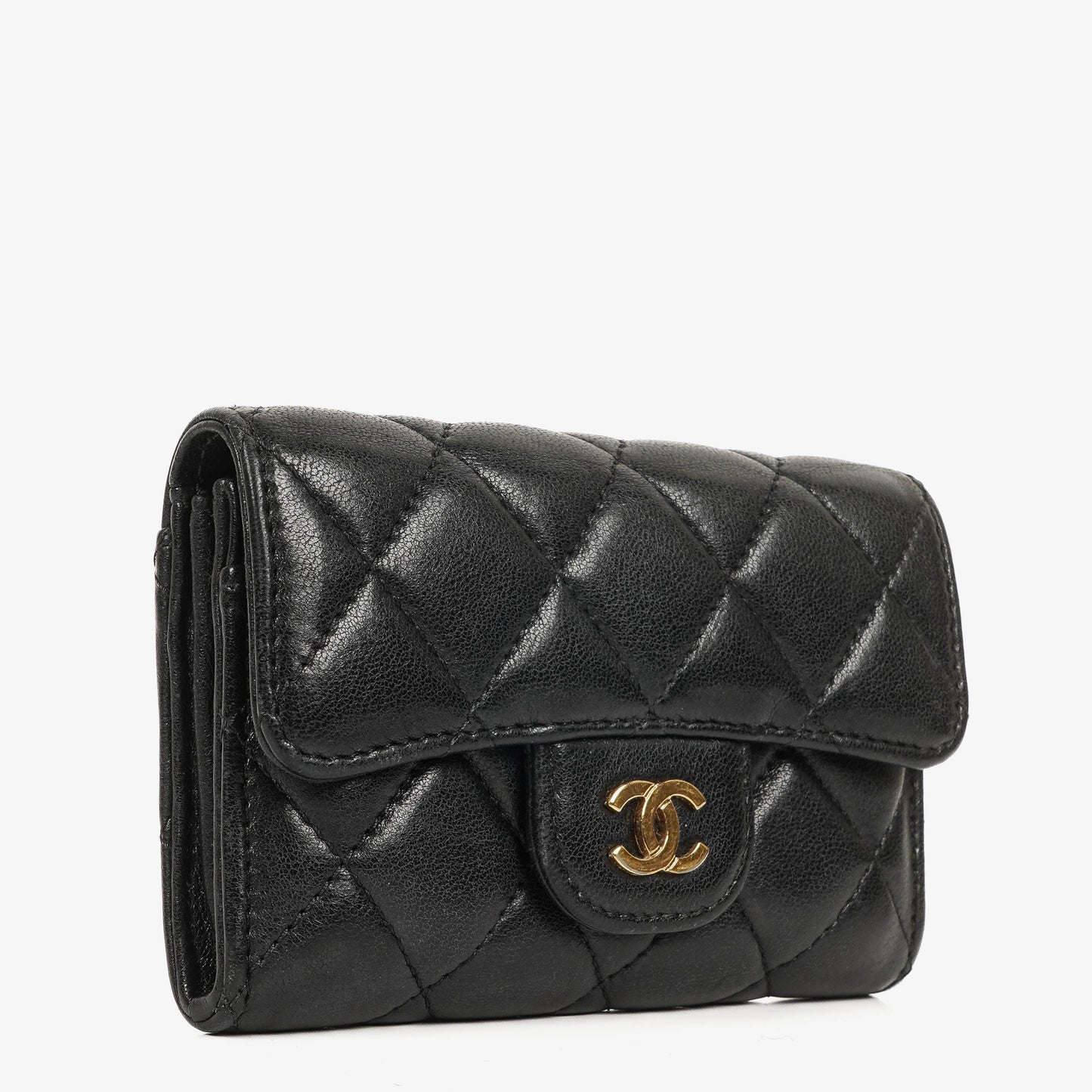 Chanel Classic Black Quilted Leather Small Flap Wallet