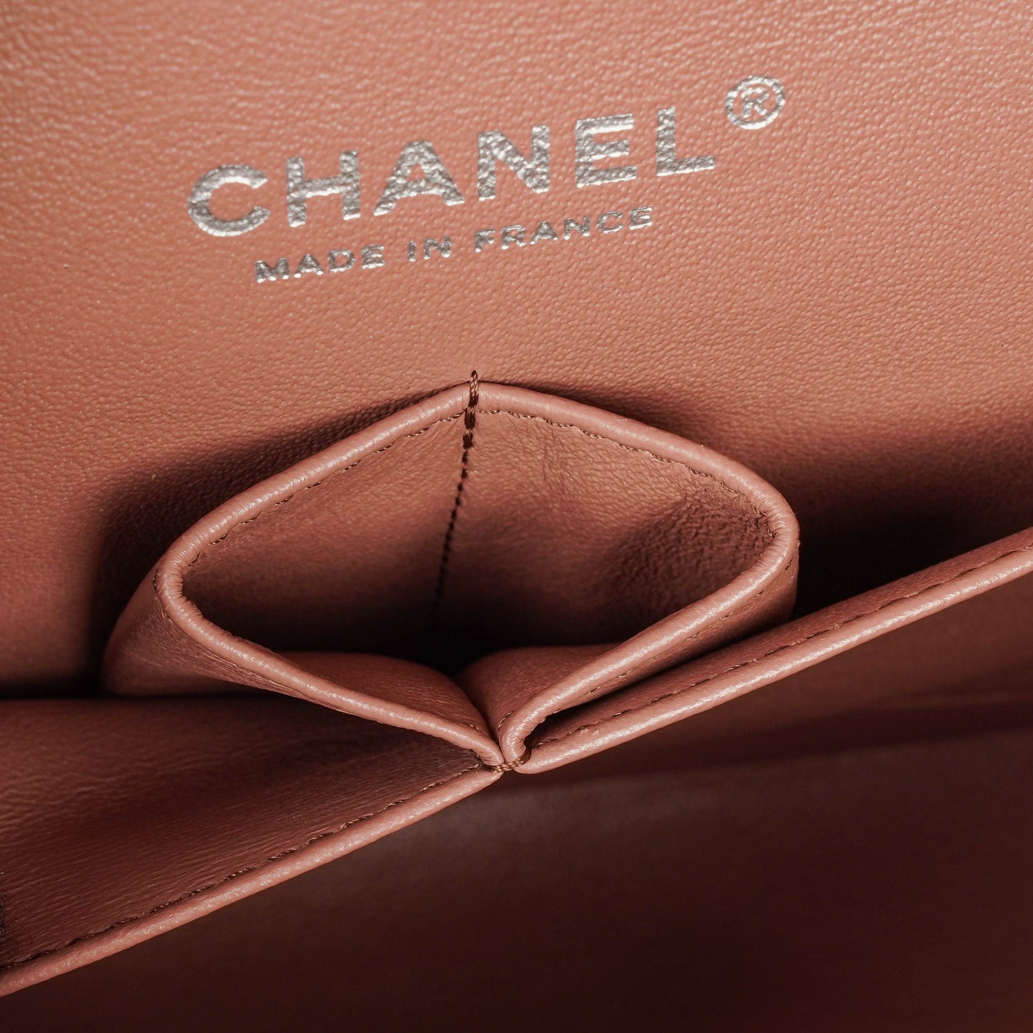 Chanel Medium Classic Double Flap Quilted Striated Bronze Patent Leather With Silver-tone Hardware