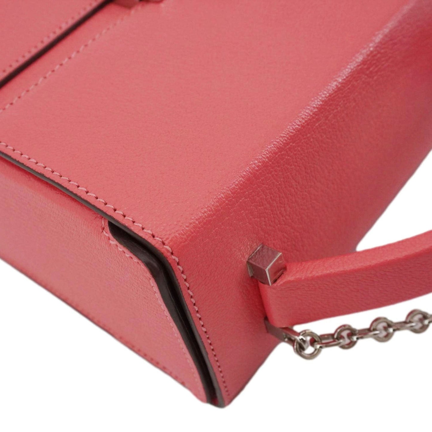 HERMES Cinhetic Boxy Leather Top Handle Shoulder Bag Pink