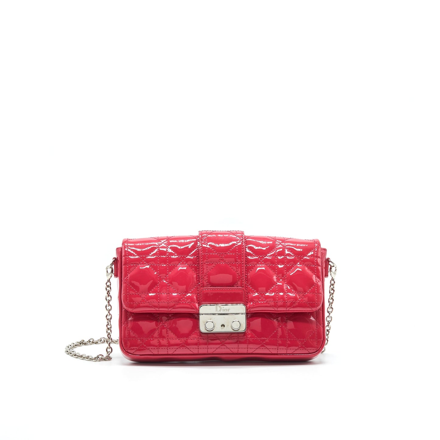 Christian Dior New Lock Pouch Purse Cannage Patent Leather