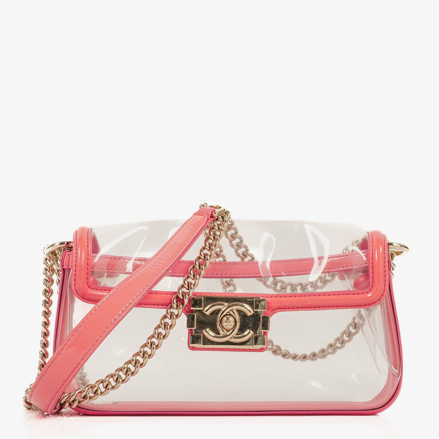 Chanel Small CC Chain Pink Vinyl And Transparent Shoulder Bag