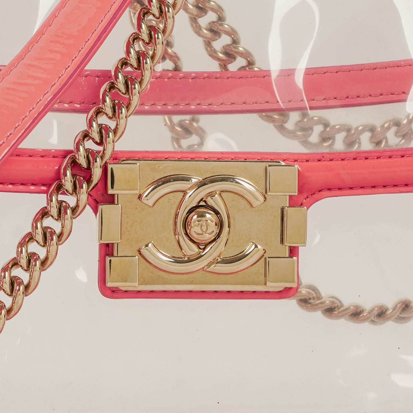 Chanel Small CC Chain Pink Vinyl And Transparent Shoulder Bag