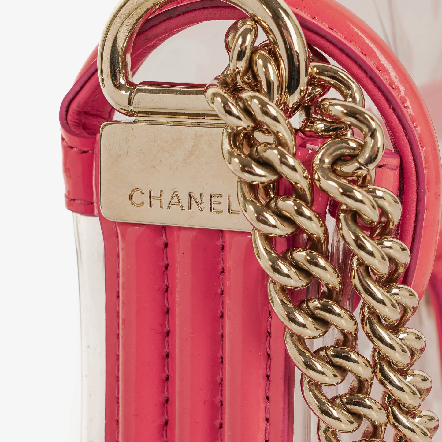 Chanel Small CC Chain Pink Vinyl And Transparent Shoulder Bag