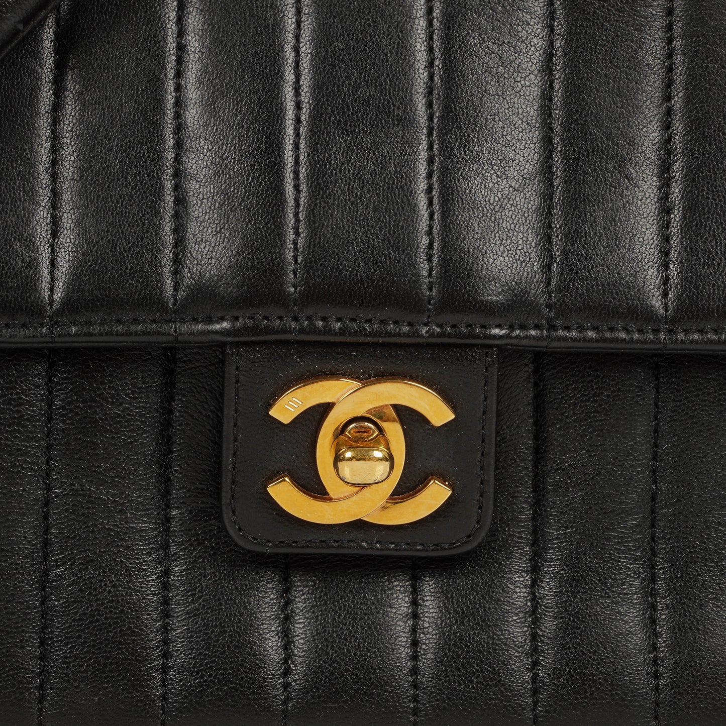 Chanel Vertical Quilted Black Leather Single Flap Bag With 24K Gold-Plated Hardware