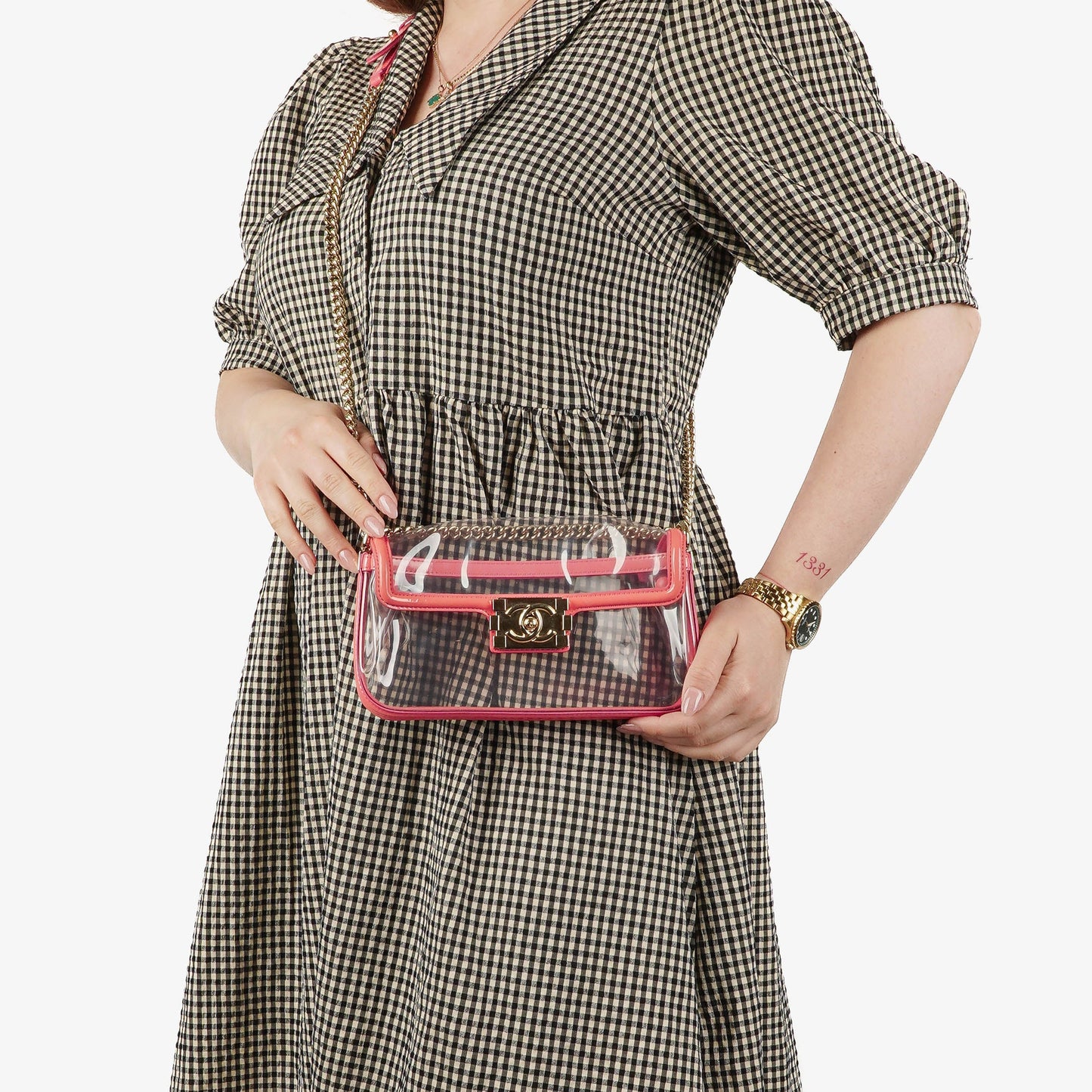 Chanel Small CC Chain Pink Vinyl And Transparent Shoulder Bag