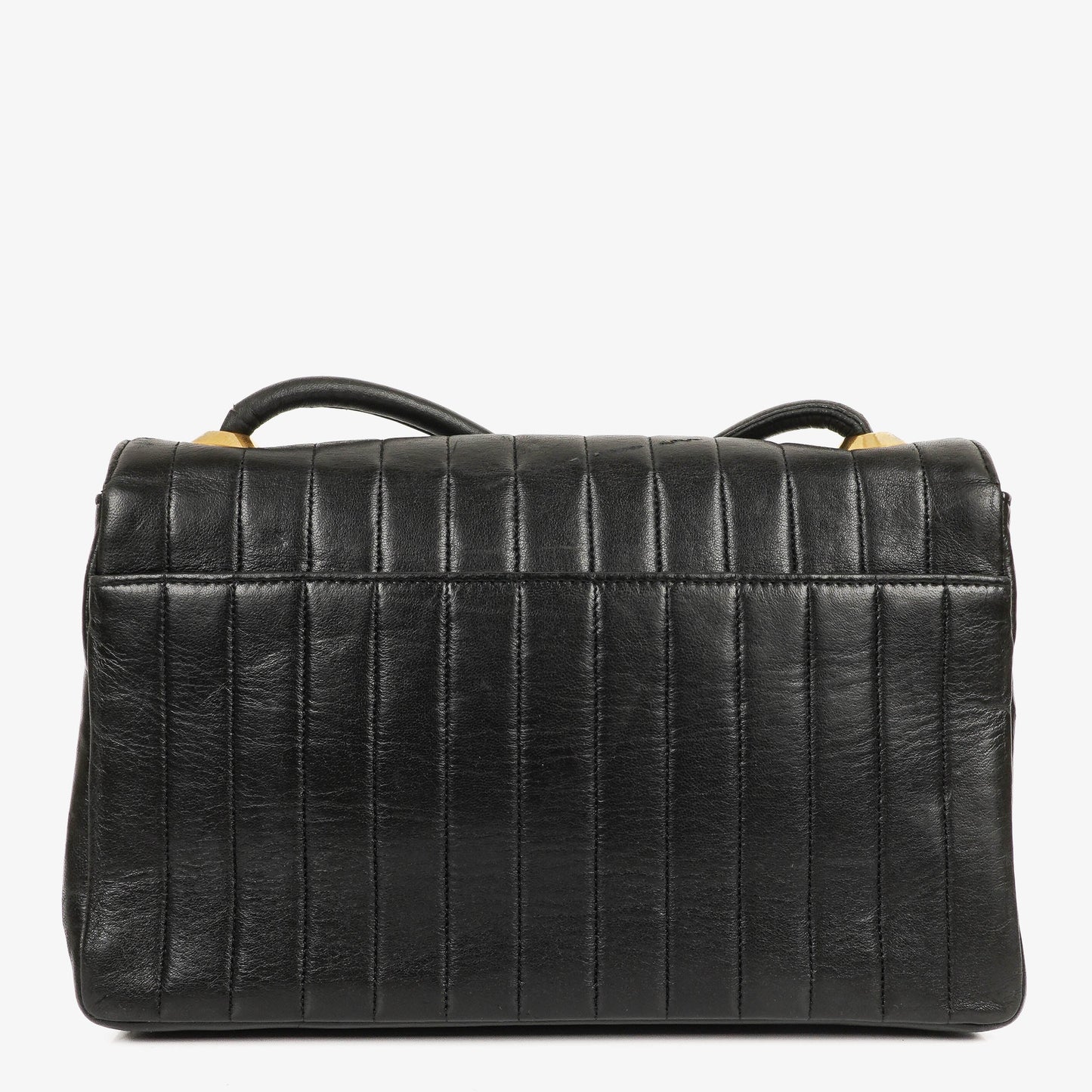 Chanel Vertical Quilted Black Leather Single Flap Bag With 24K Gold-Plated Hardware