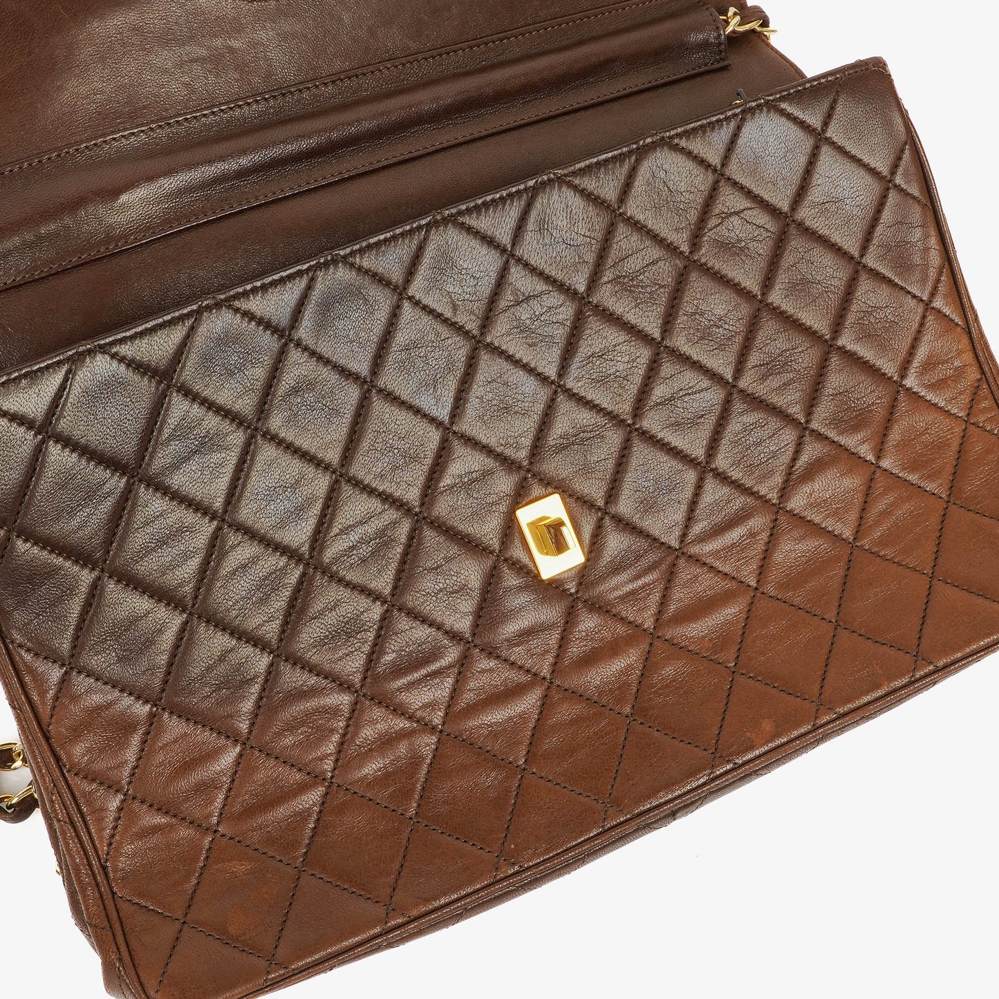 Chanel Half-Moon Flap Bag Brown Quilted Lambskin 24K Gold-Plated Hardware